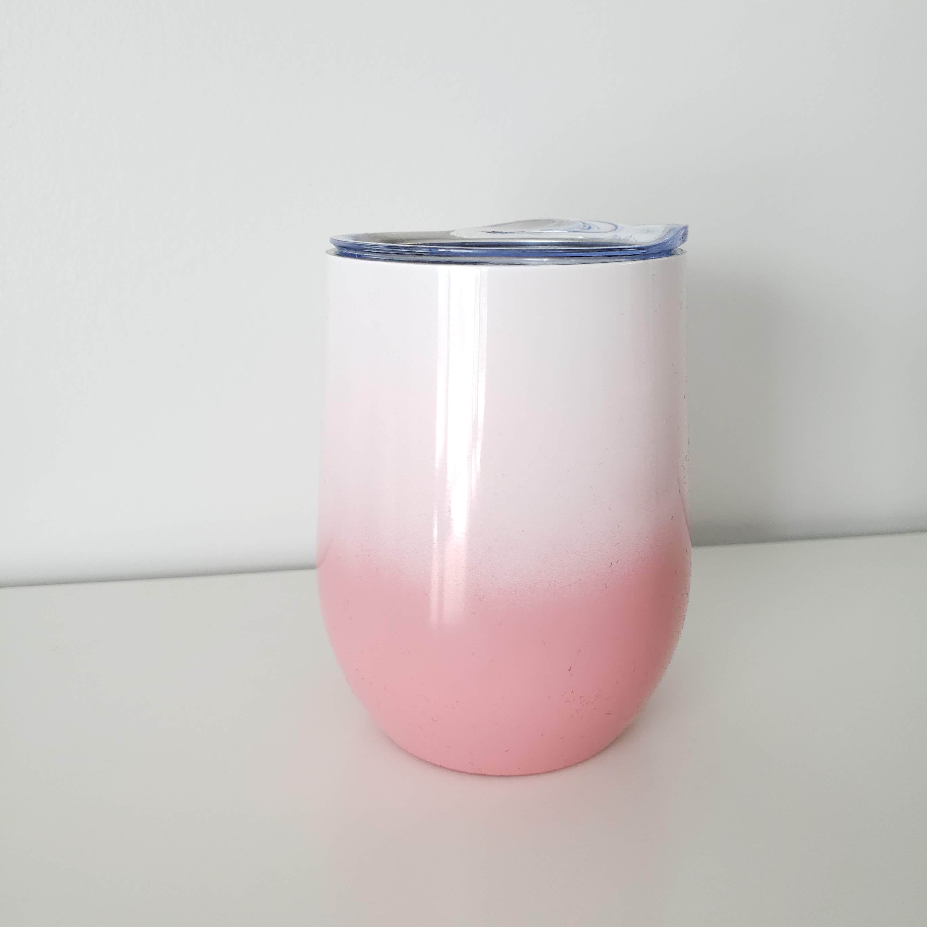 12oz Stainless WINE Tumbler - OMBRE 1 White/Pink-Design Blanks