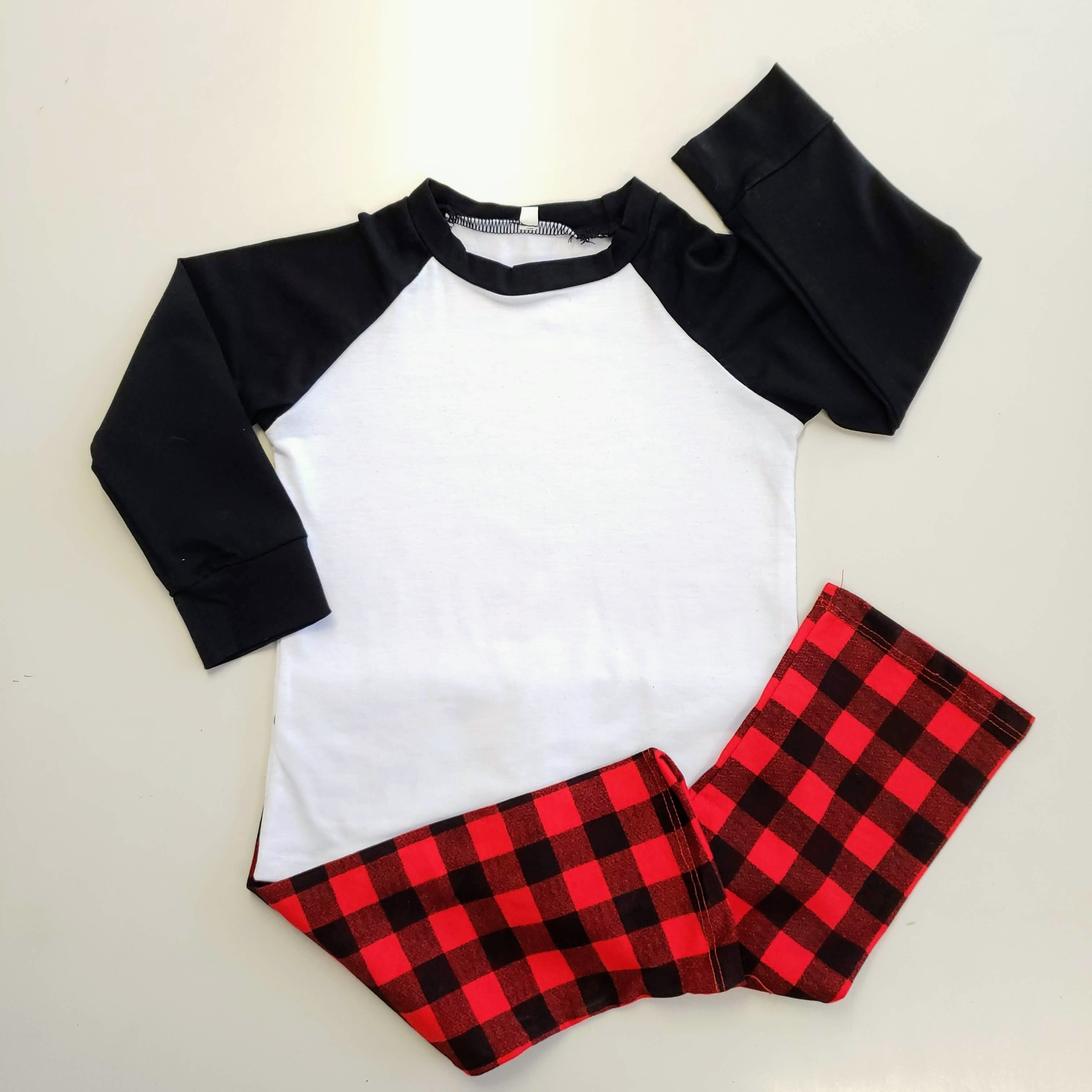 Black Raglan Sleeve/Buffalo Plaid Pants Family Pajamas - POLYESTER