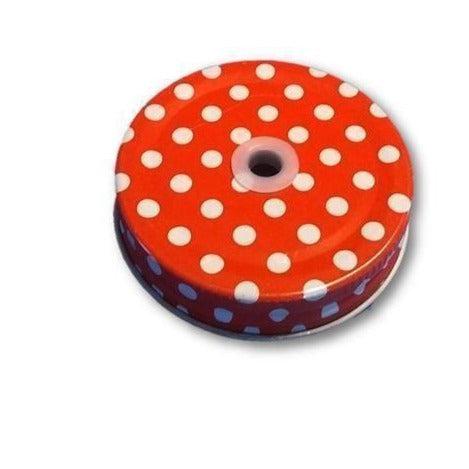 Regular Straw Lid - Red Polka Dot 10pcs-Design Blanks