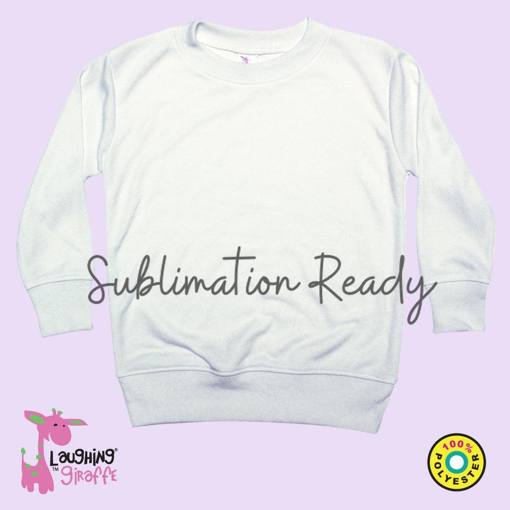 Toddler/Youth Long Sleeve Pullover T-shirt– 100% Polyester – White-Design Blanks