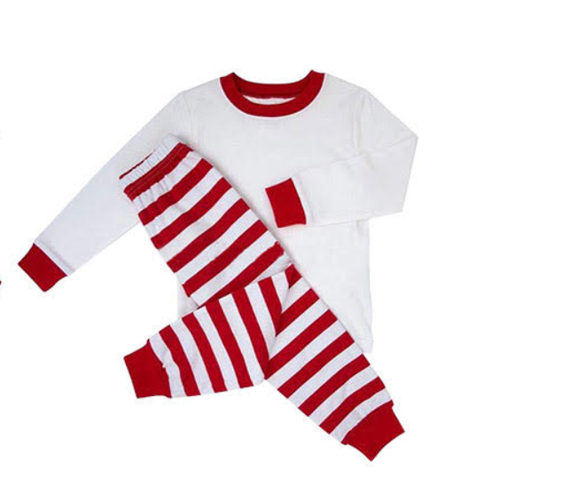 White Shirt, Red/White Stripped Family Pajamas-Design Blanks
