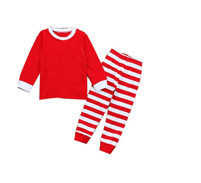 Red Shirt, Red/White Stripped Family Pajamas – Design Blanks