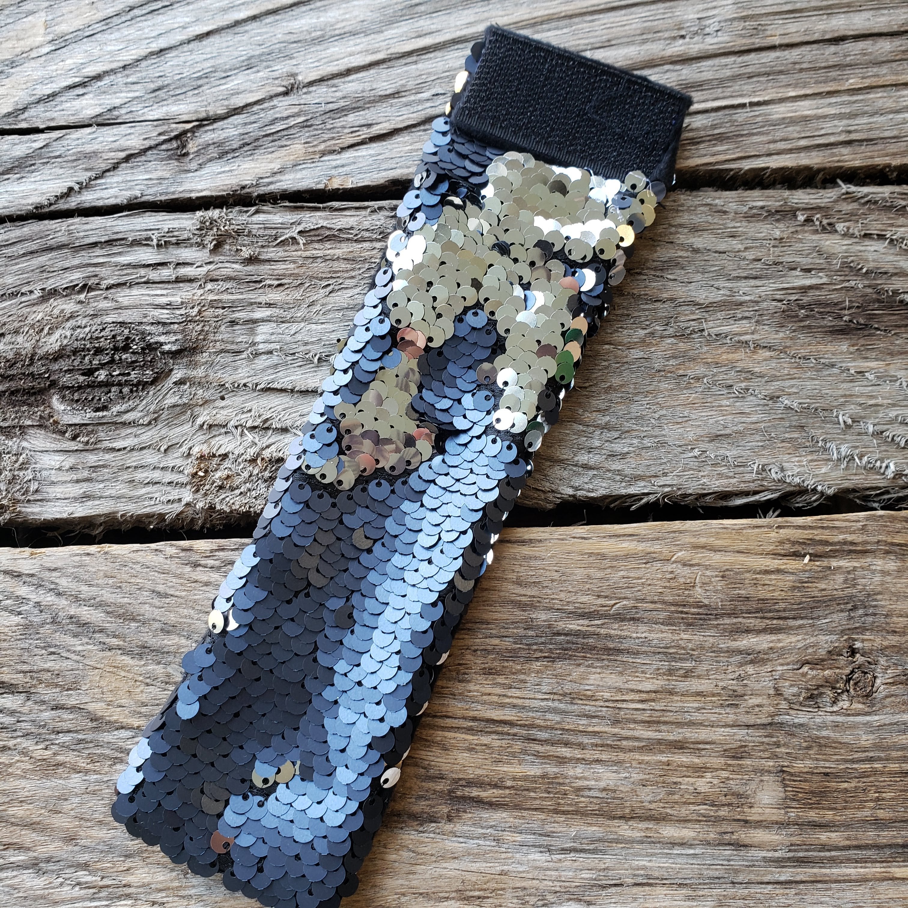 Superhero Wrist Wrap or Mermaid Sequin Bracelet - Navy/Silver-Design Blanks