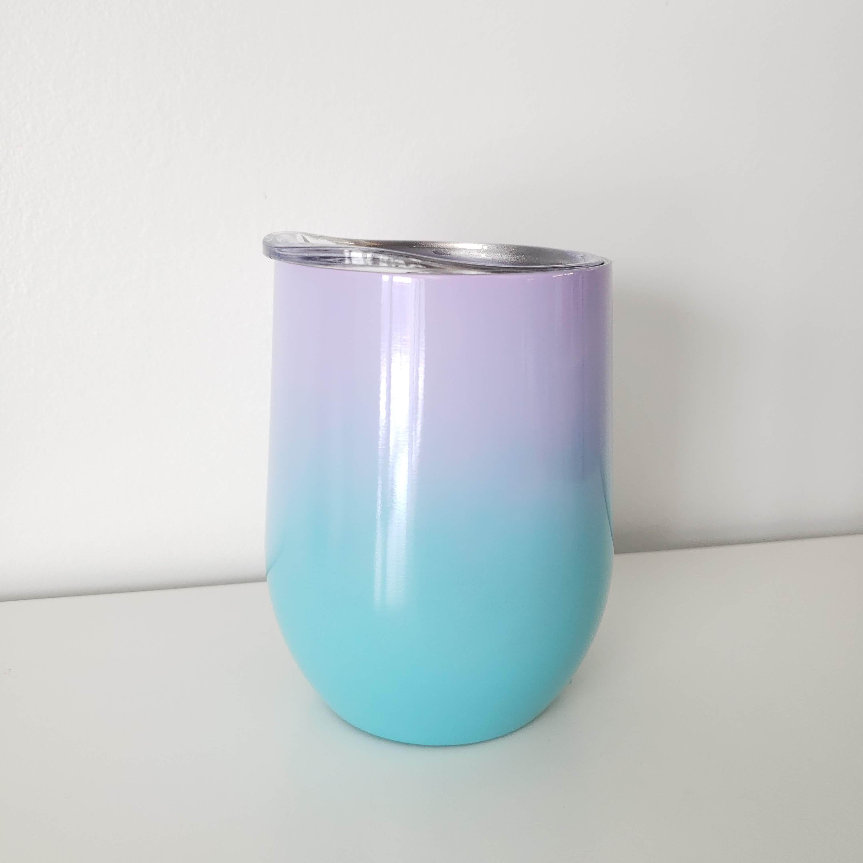 12oz Stainless WINE Tumbler - OMBRE 6 Purple/Blue-Design Blanks
