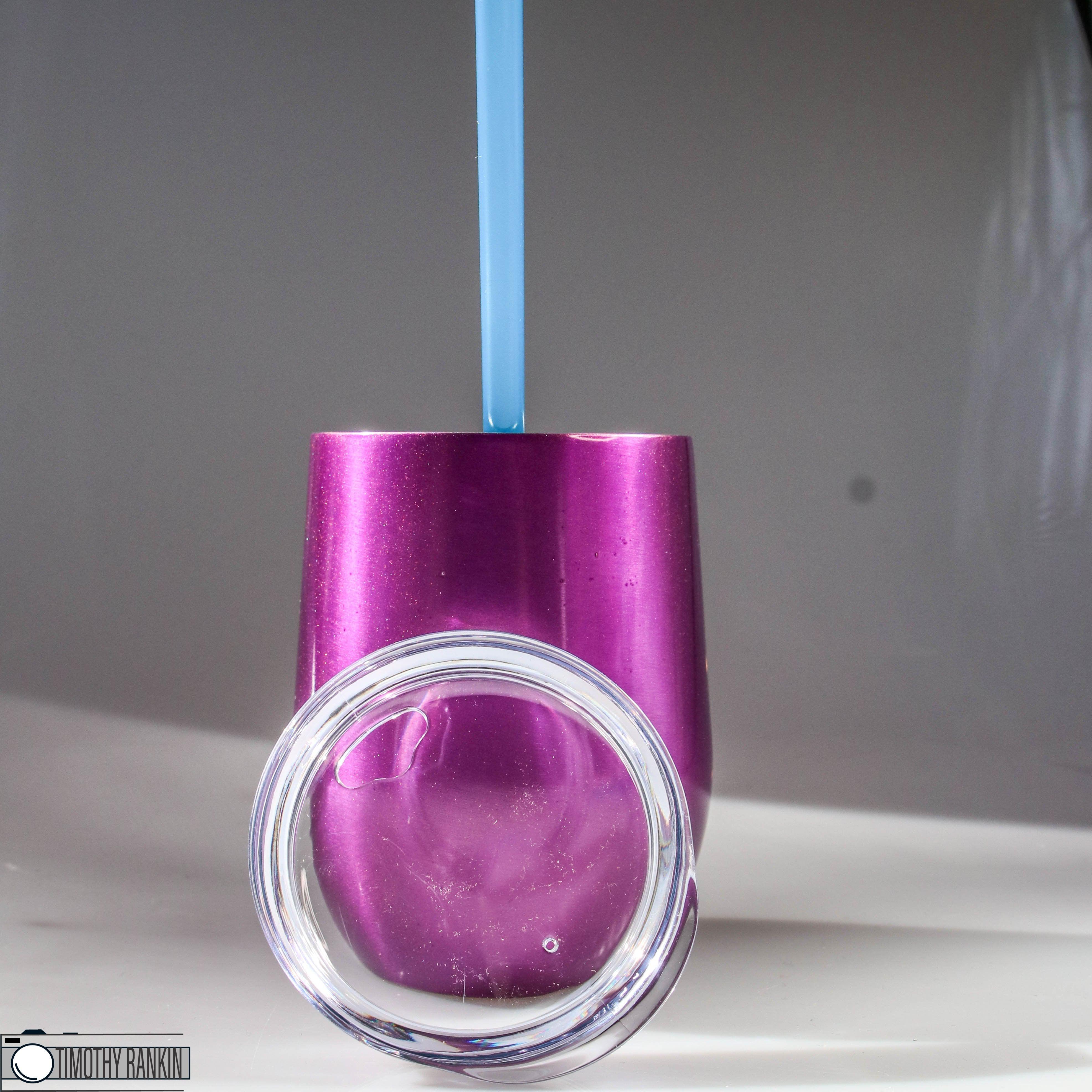 12oz Stainless WINE Tumbler - Purple Glitter Shine (Y3)-Design Blanks