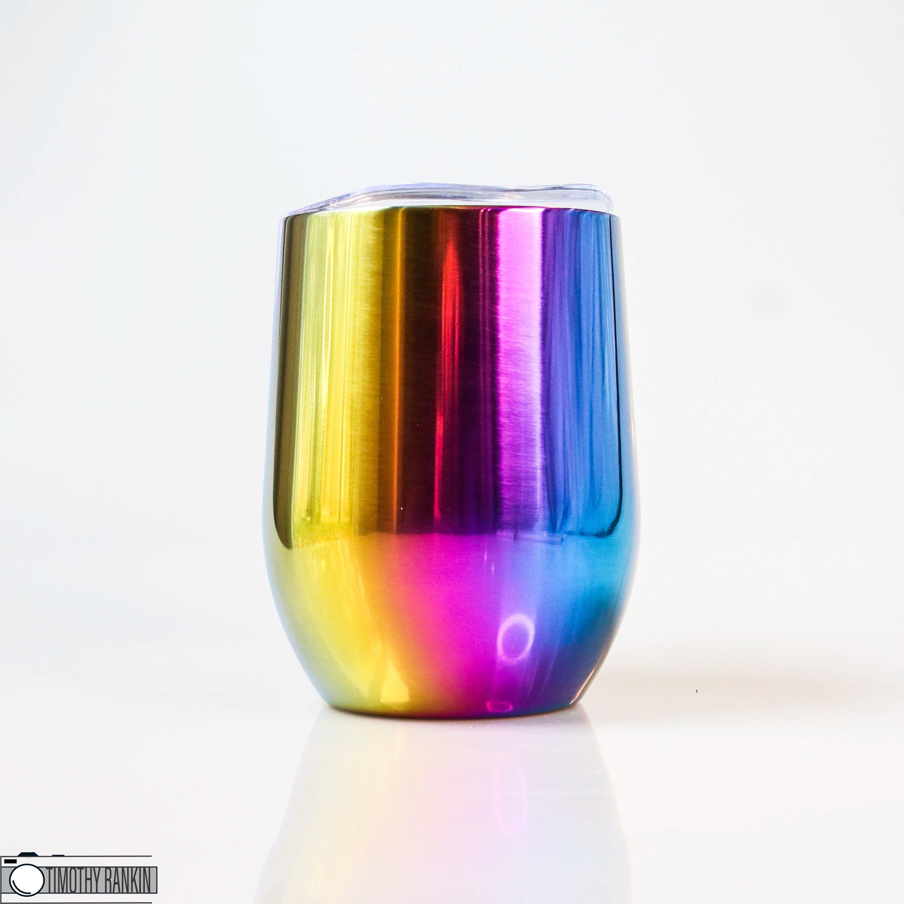 12oz Stainless WINE Tumbler - Rainbow (Z)-Design Blanks