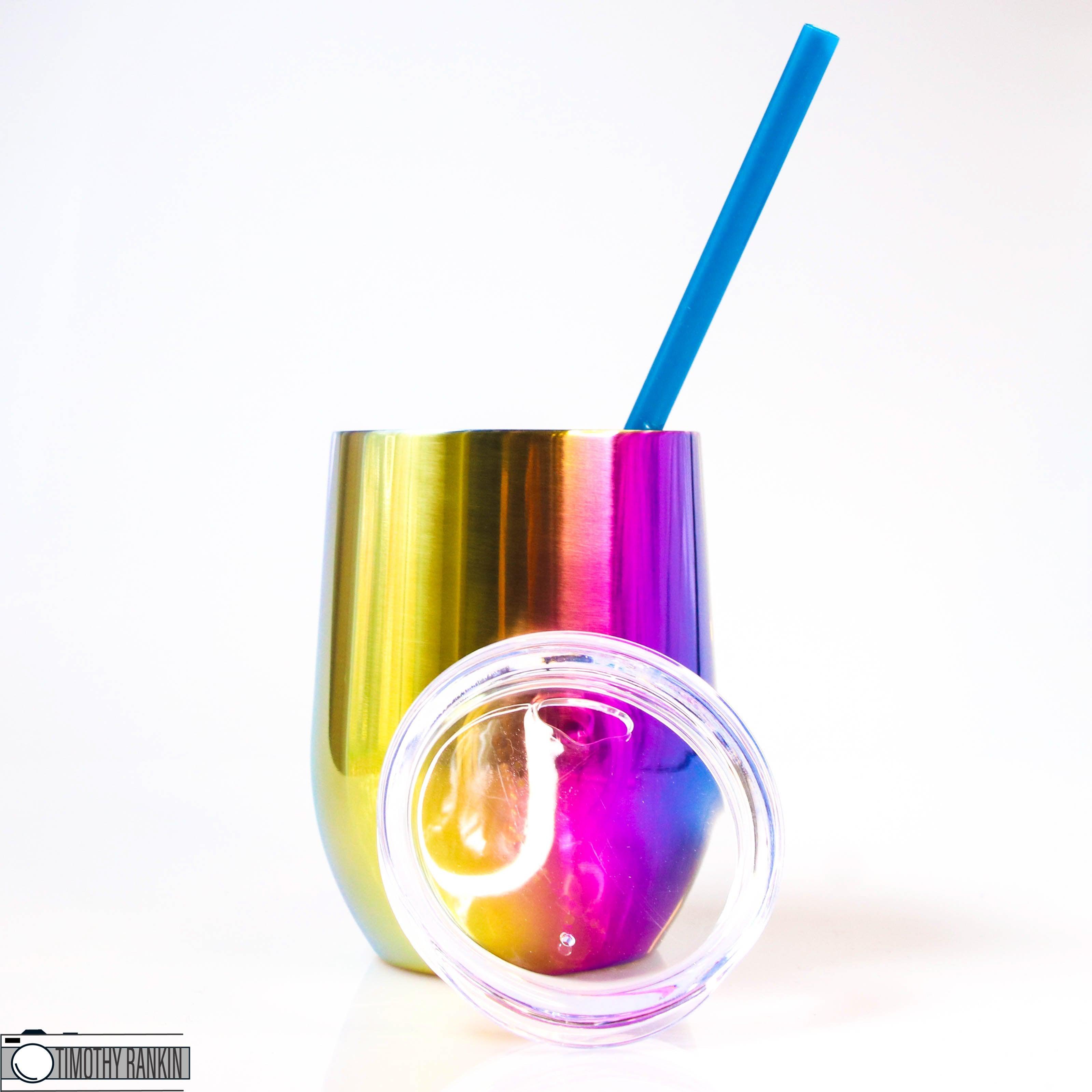 12oz Stainless WINE Tumbler - Rainbow (Z)-Design Blanks