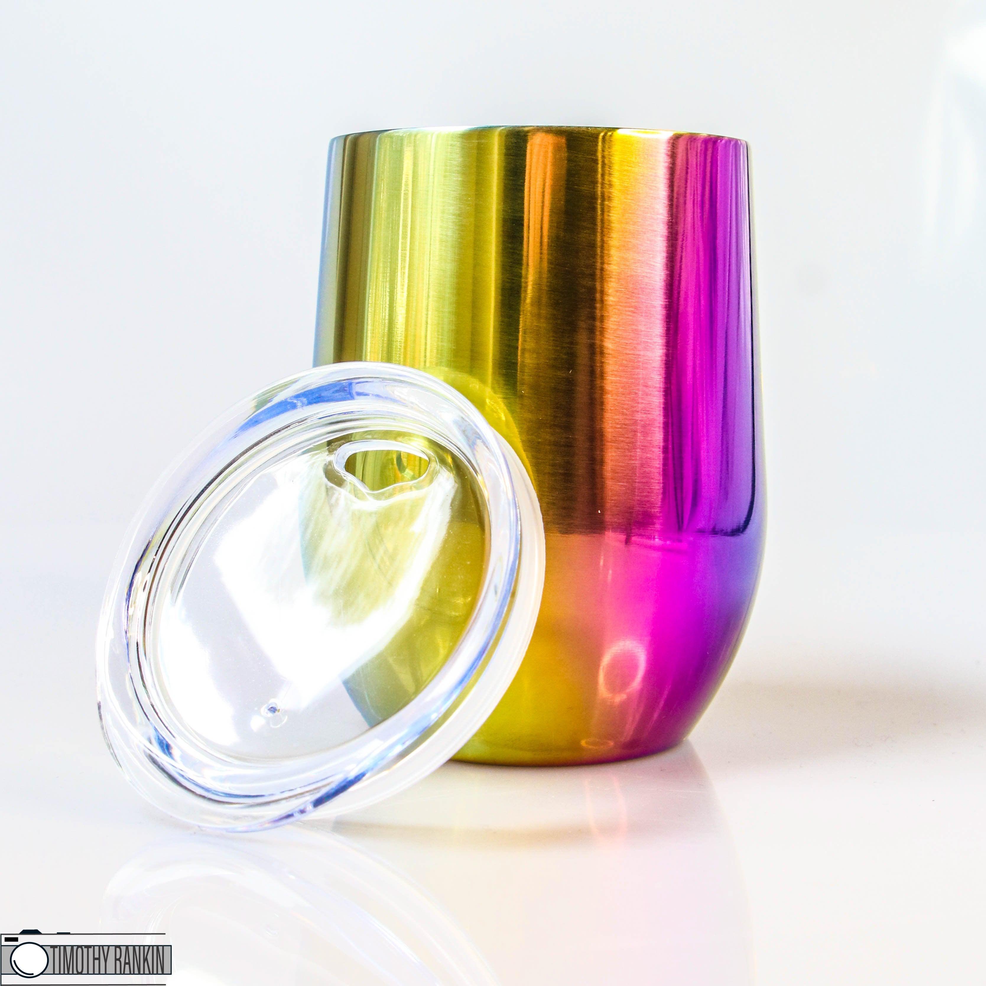 12oz Stainless WINE Tumbler - Rainbow (Z)-Design Blanks