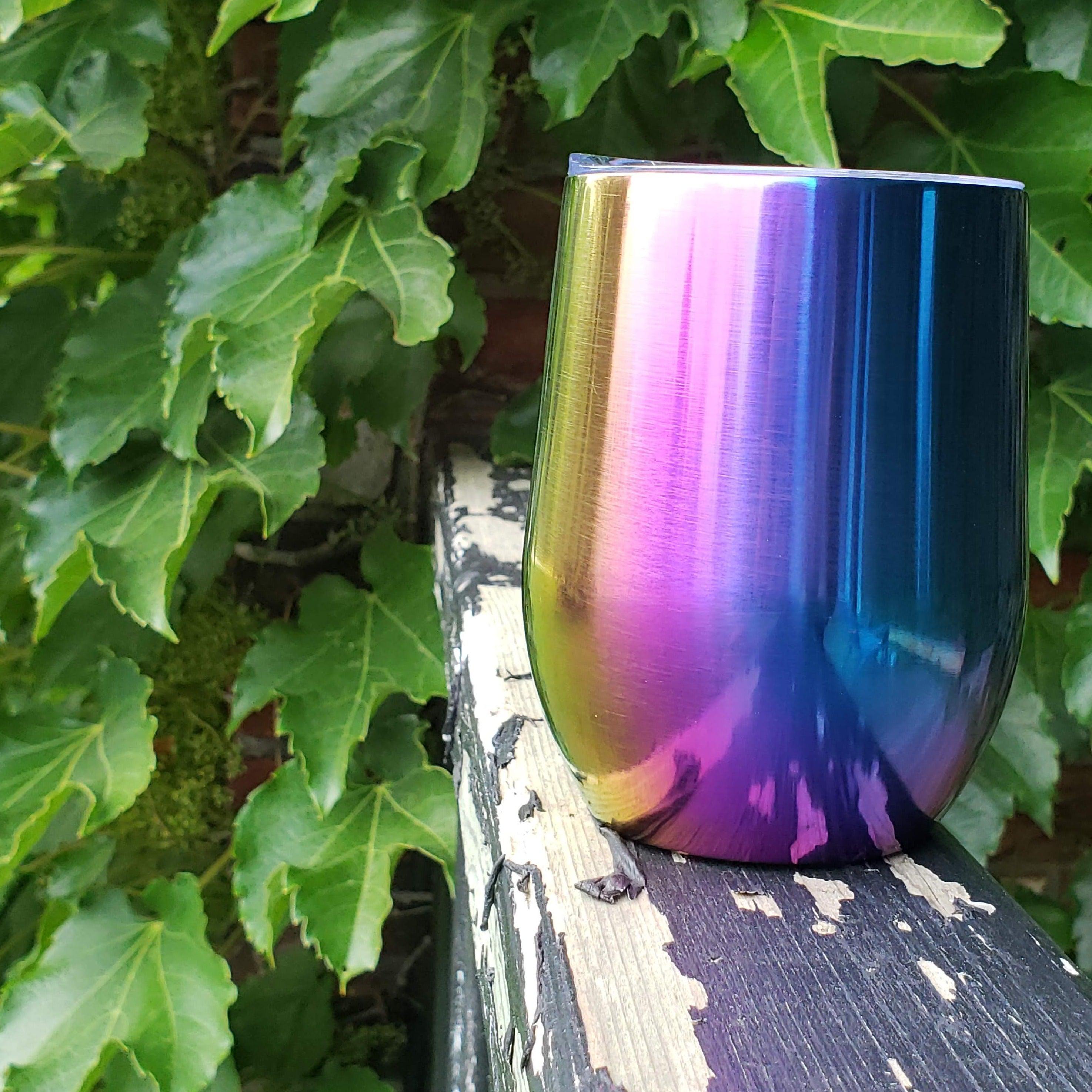 12oz Stainless WINE Tumbler - Rainbow (Z)-Design Blanks