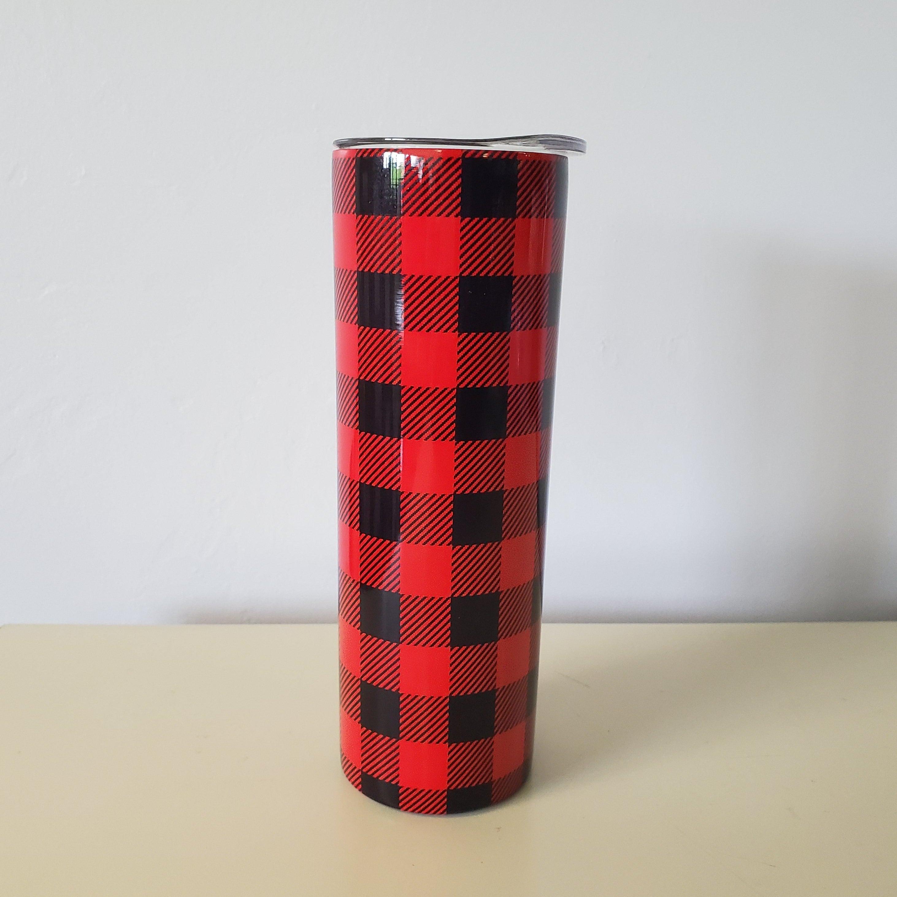 20oz SKINNY Tumbler - Buffalo Plaid (Glossy)-Design Blanks