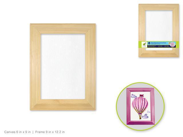 Beveled Wood Frame Mounted Canvas Panel: 9 x 12.2 Inches-Design Blanks