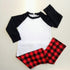 Black Raglan Sleeve/Buffalo Plaid Pants Family Pajamas - POLYESTER for Sub-Design Blanks
