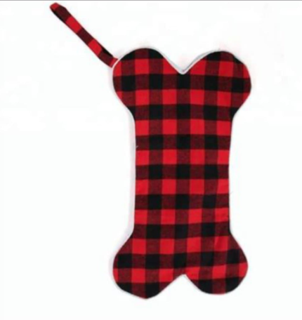 Buffalo Plaid Dog Bone Stocking Design Blanks