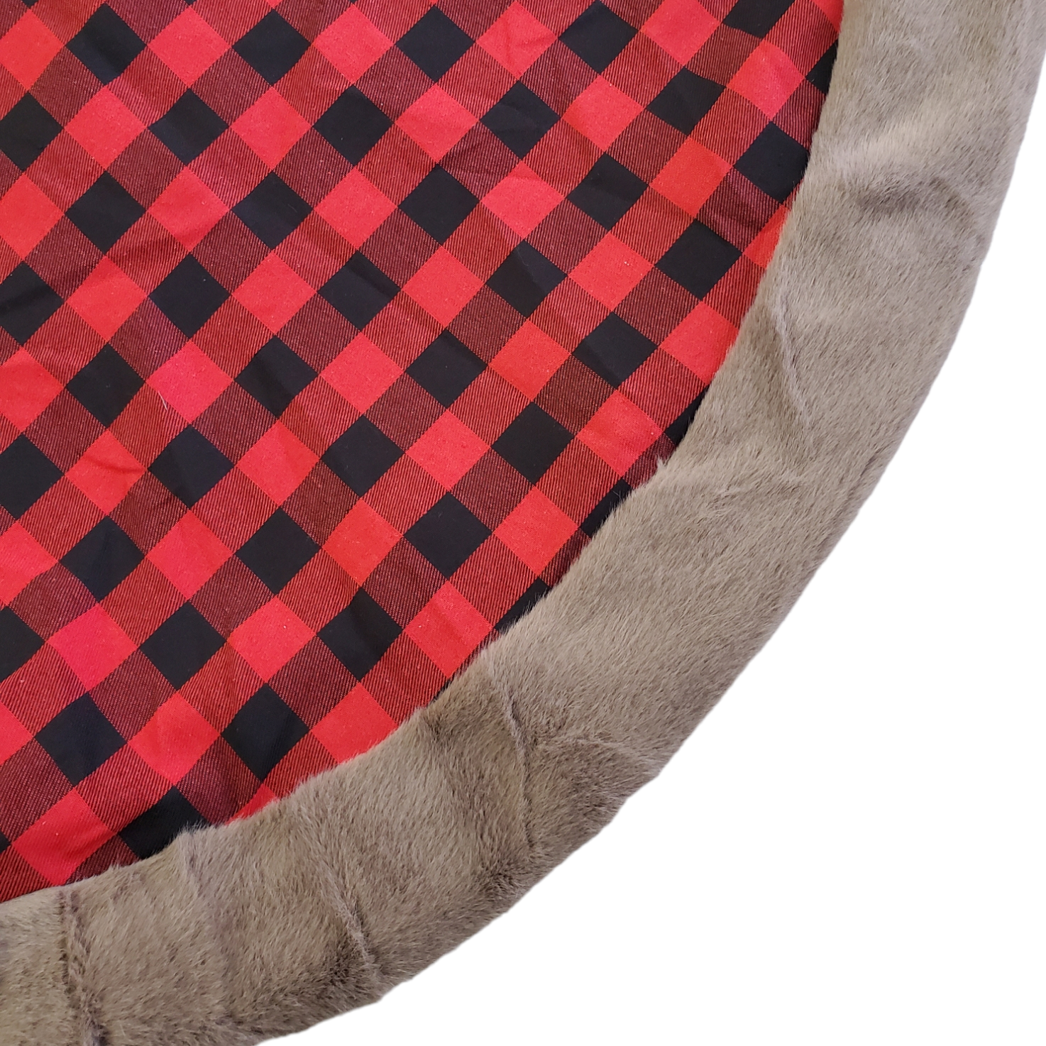 Buffalo Plaid Tree Skirt - Fur Trim-Design Blanks