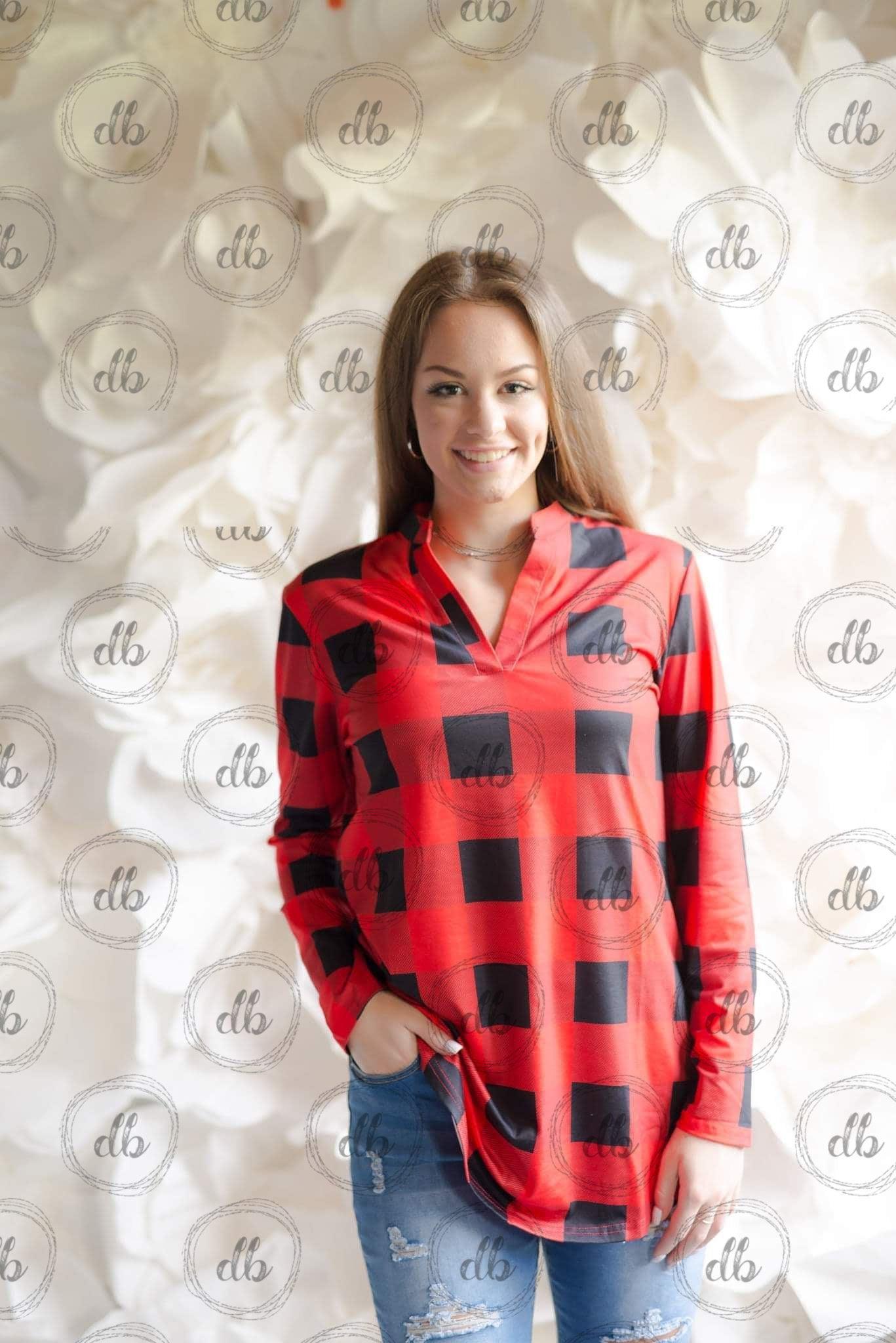 Buffalo Plaid Tunic - Red/Black ** LIMITED**-Design Blanks