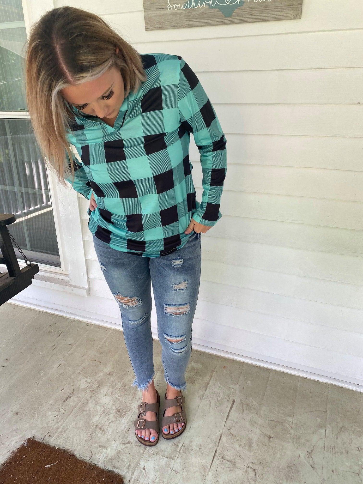 Buffalo Plaid Tunic - Teal/Black **LIMITED**-Design Blanks