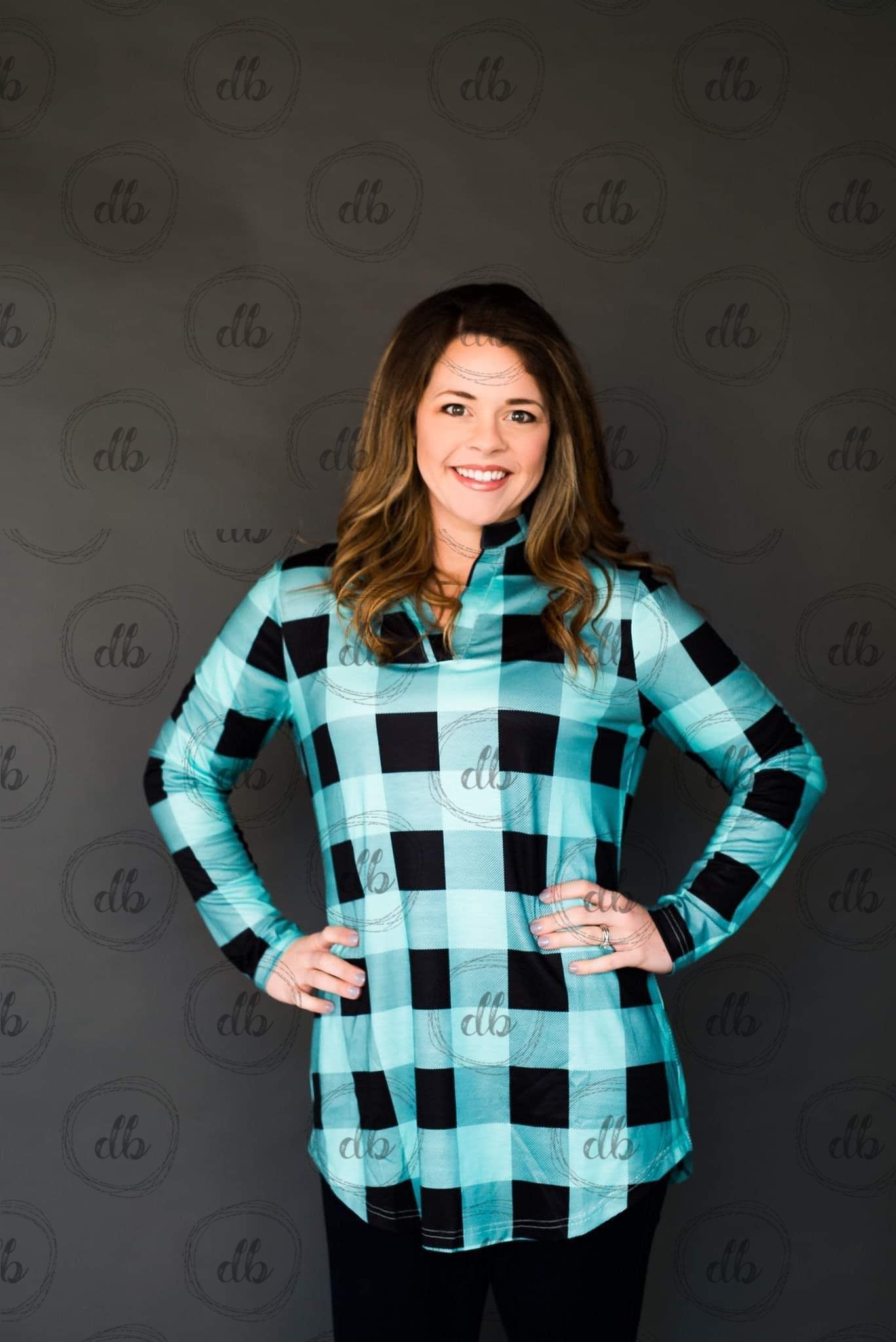 Buffalo Plaid Tunic - Teal/Black **LIMITED**-Design Blanks