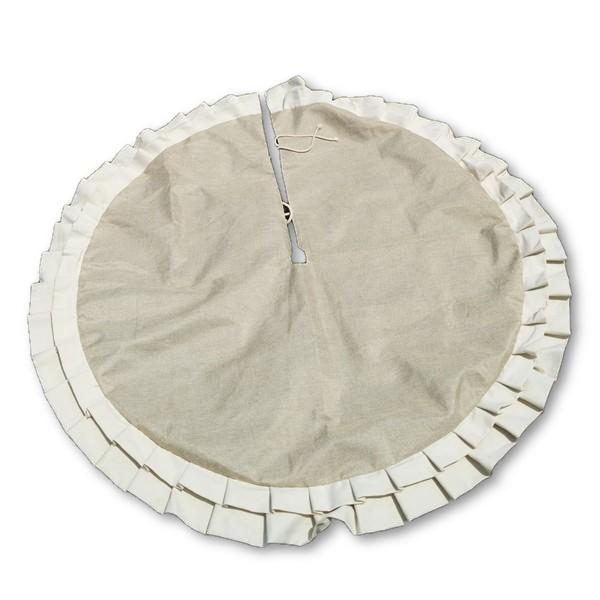 Burlap with Cream Ruffle Sublimation Tree Skirt-Design Blanks