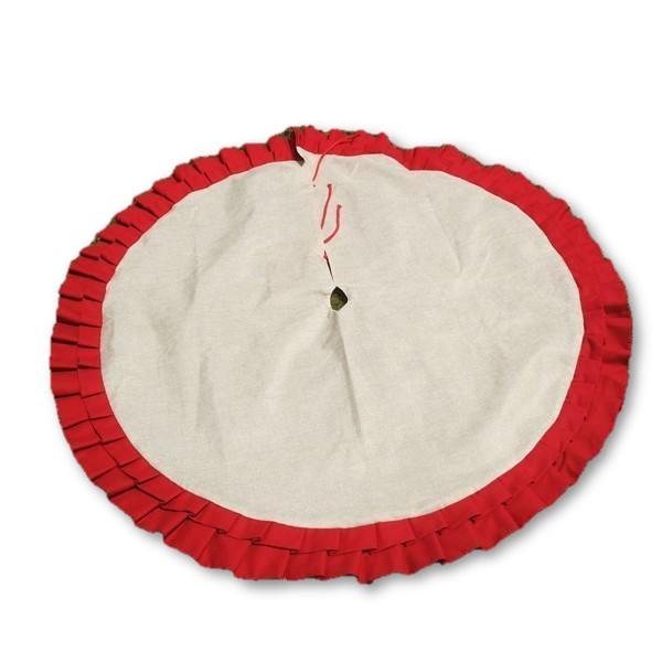 Burlap with Red Ruffle Sublimation Tree Skirt-Design Blanks