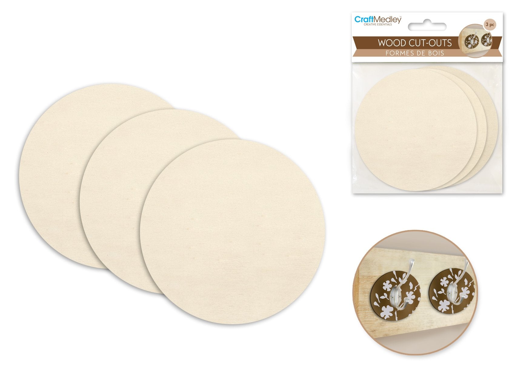 CIRCLE Wood Cut Out or Coaster- 3pc pack-Design Blanks