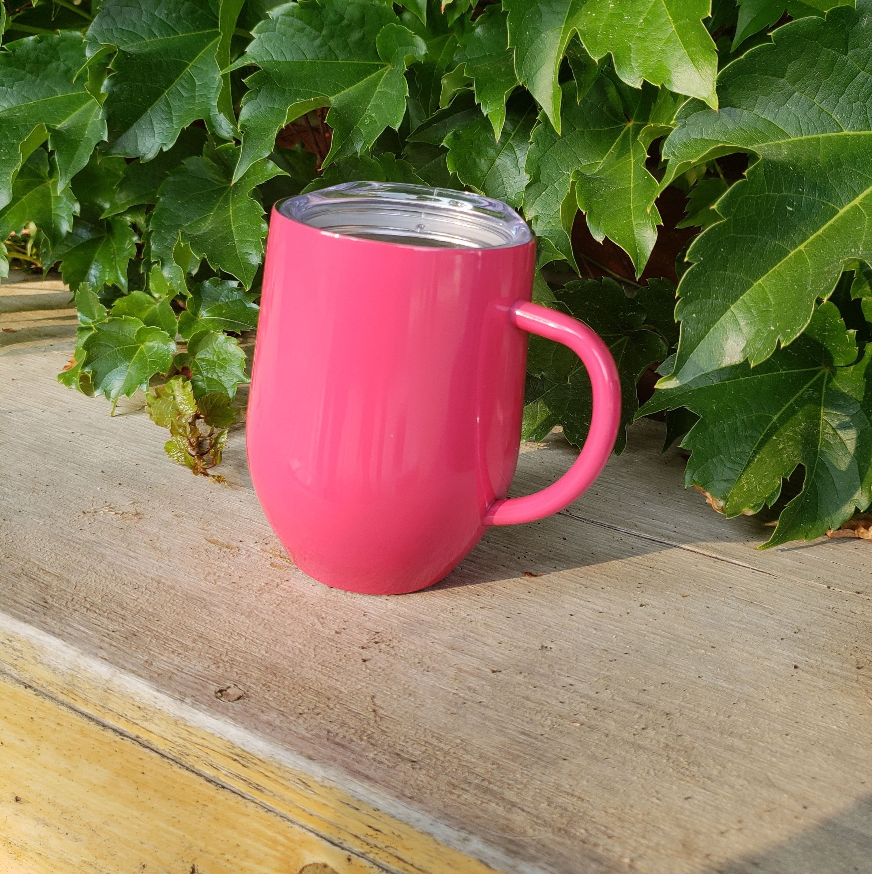 COFFEE w/HANDLE 12oz Stainless - Dark Pink (B)-Design Blanks