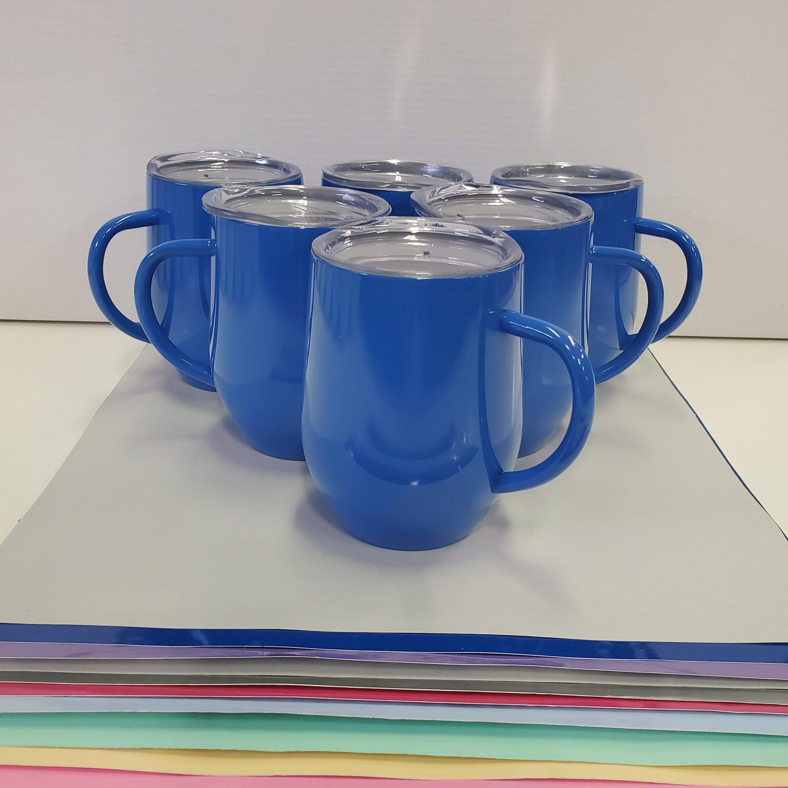 COFFEE w/HANDLE 12oz Stainless Tumbler - Royal Blue-Design Blanks