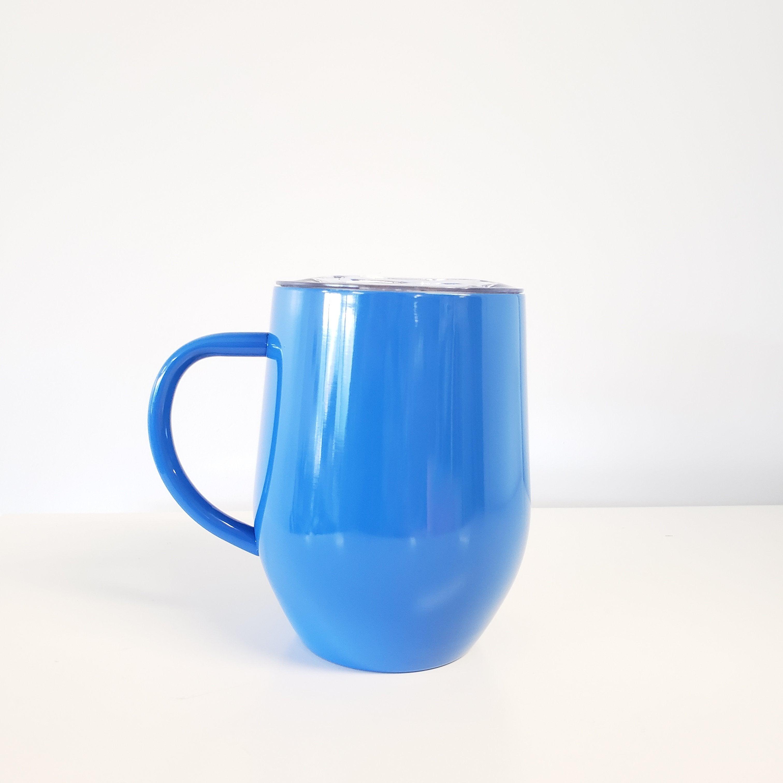 COFFEE w/HANDLE 12oz Stainless Tumbler - Royal Blue-Design Blanks