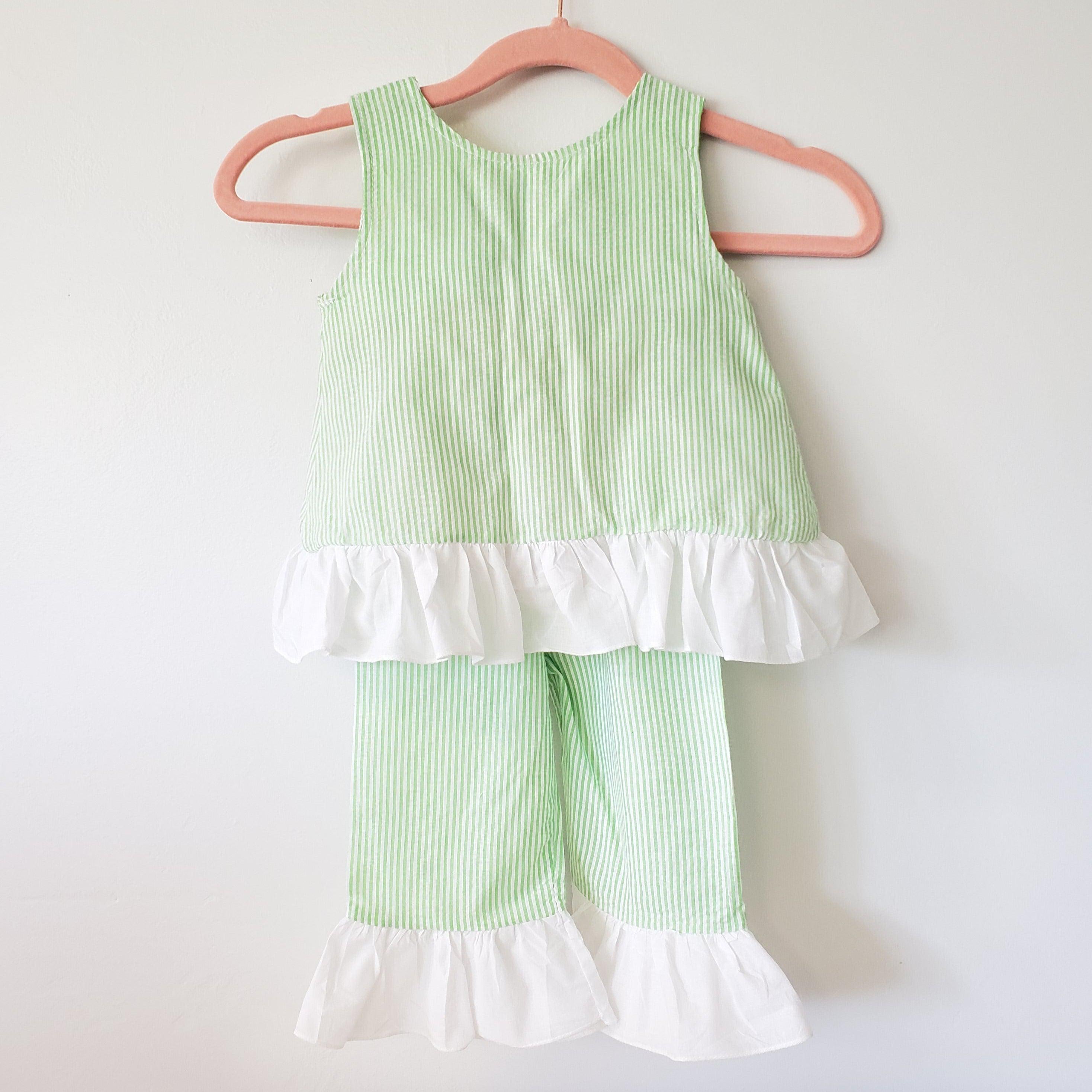 Children's Seersucker 2pc Suit GREEN-Design Blanks