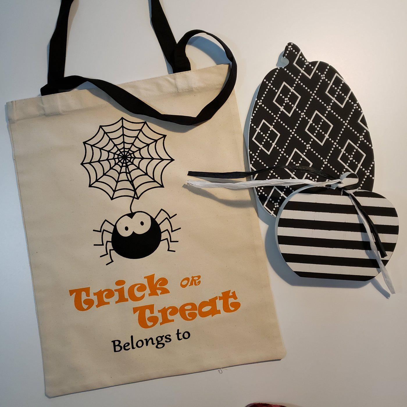 D-1 Spider with Web - Halloween Trick or Treat Tote with Handle-Design Blanks