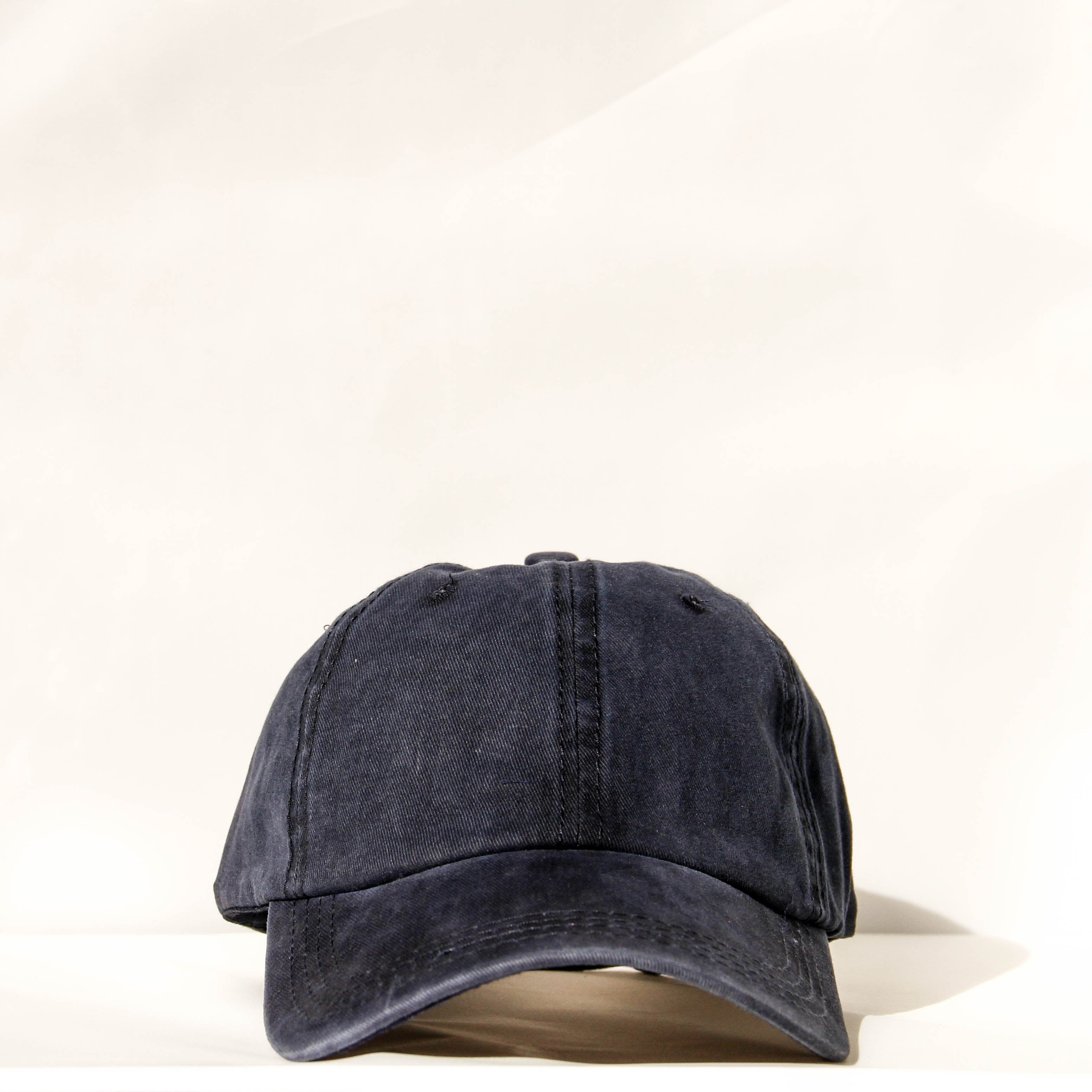 DENIM Ponytail Baseball Hat - Navy-Design Blanks