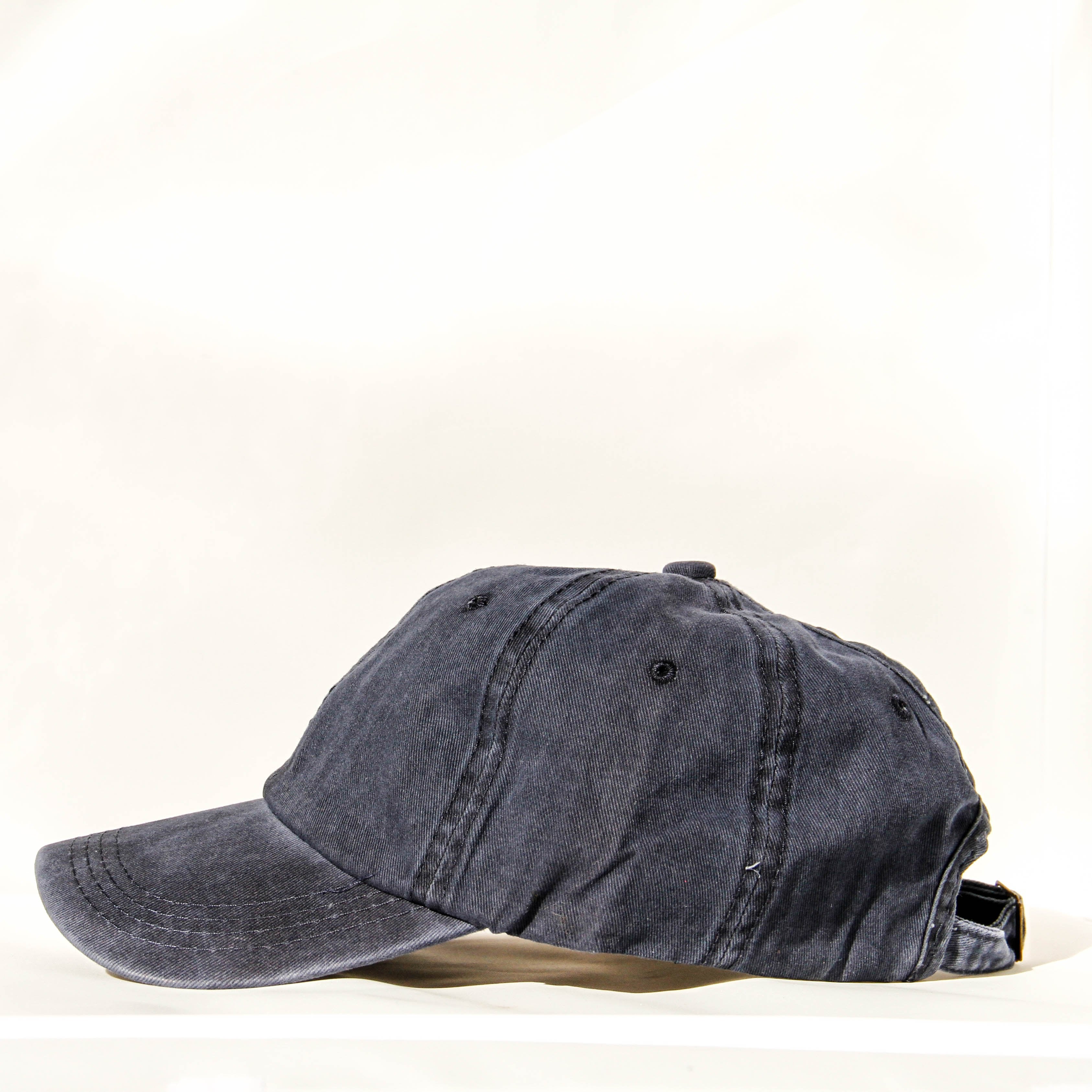 DENIM Ponytail Baseball Hat - Navy-Design Blanks