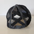 DISTRESSED Ponytail Baseball Hat - Criss Cross BLACK-Design Blanks