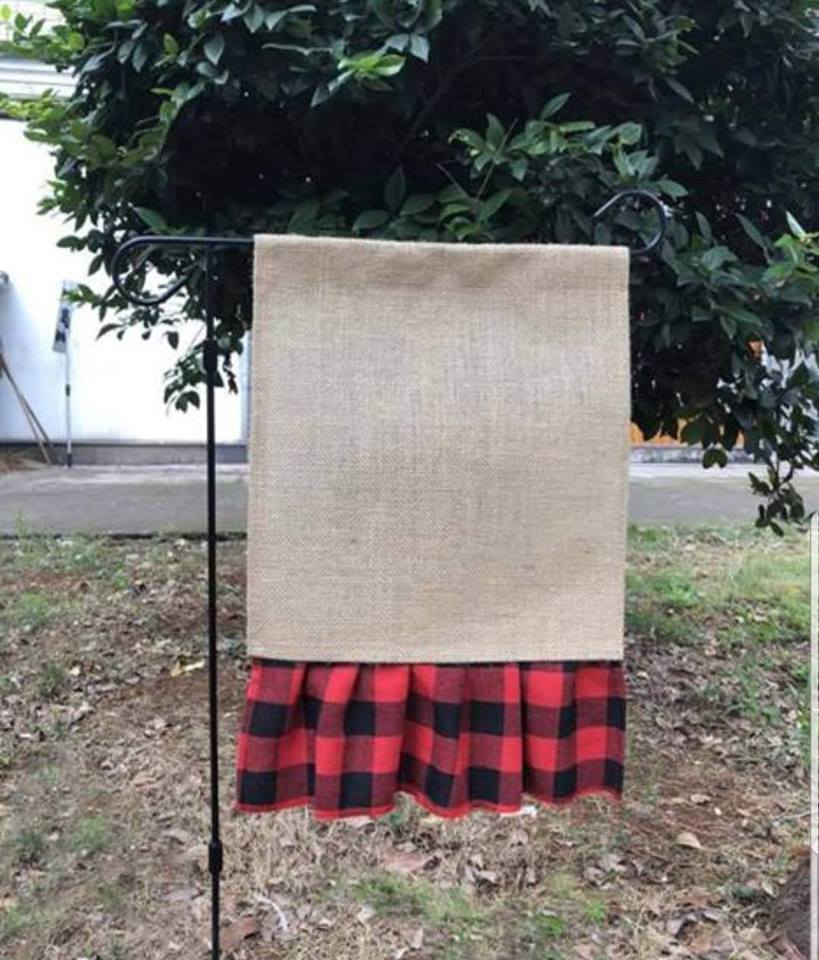 Faux Burlap Garden Flag - Buffalo Plaid Ruffle-Design Blanks