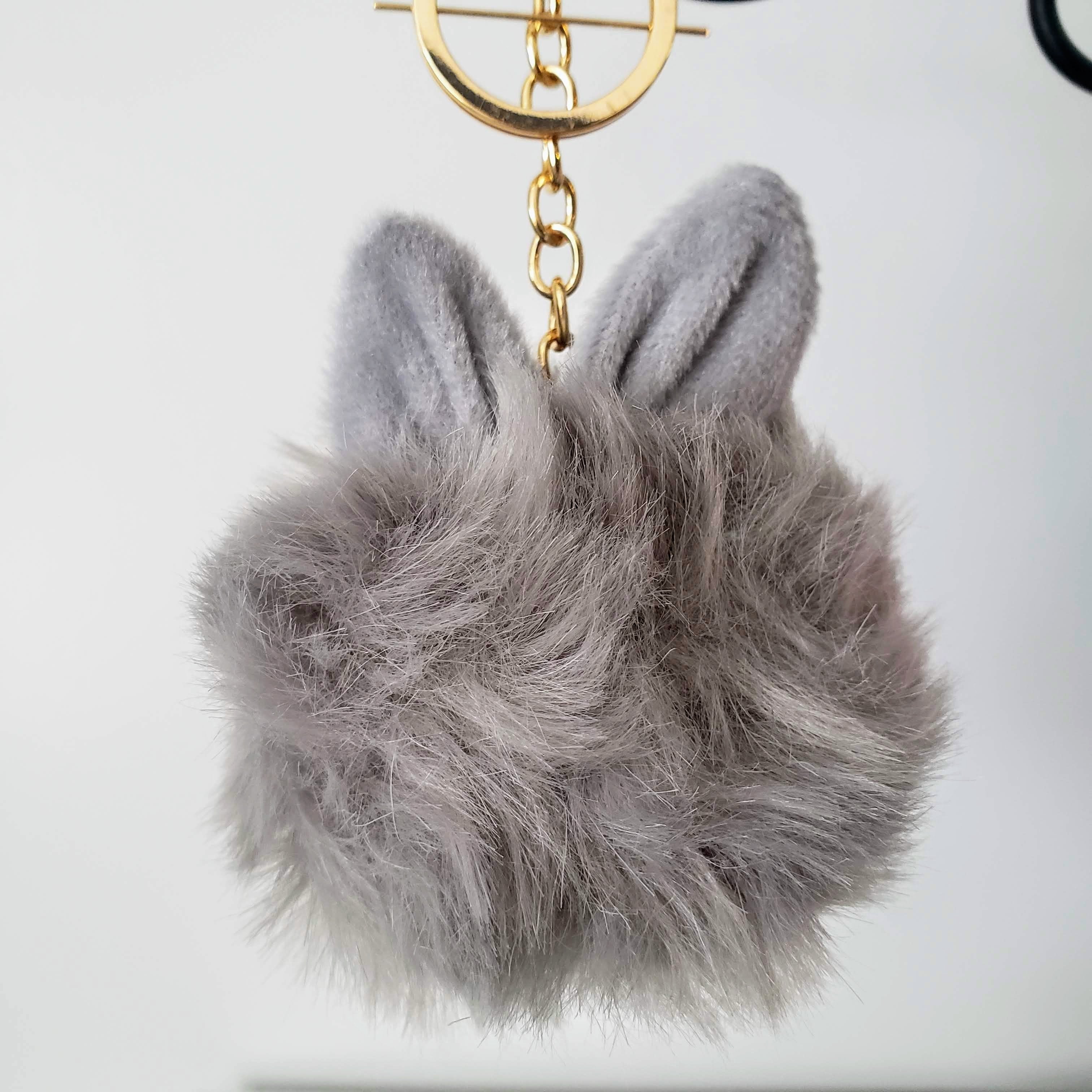 Faux Fur EASTER BUNNY Keychain Pom Pom-Design Blanks