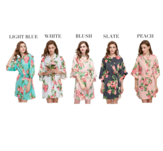 Floral Satin Robes 3026 White-Design Blanks