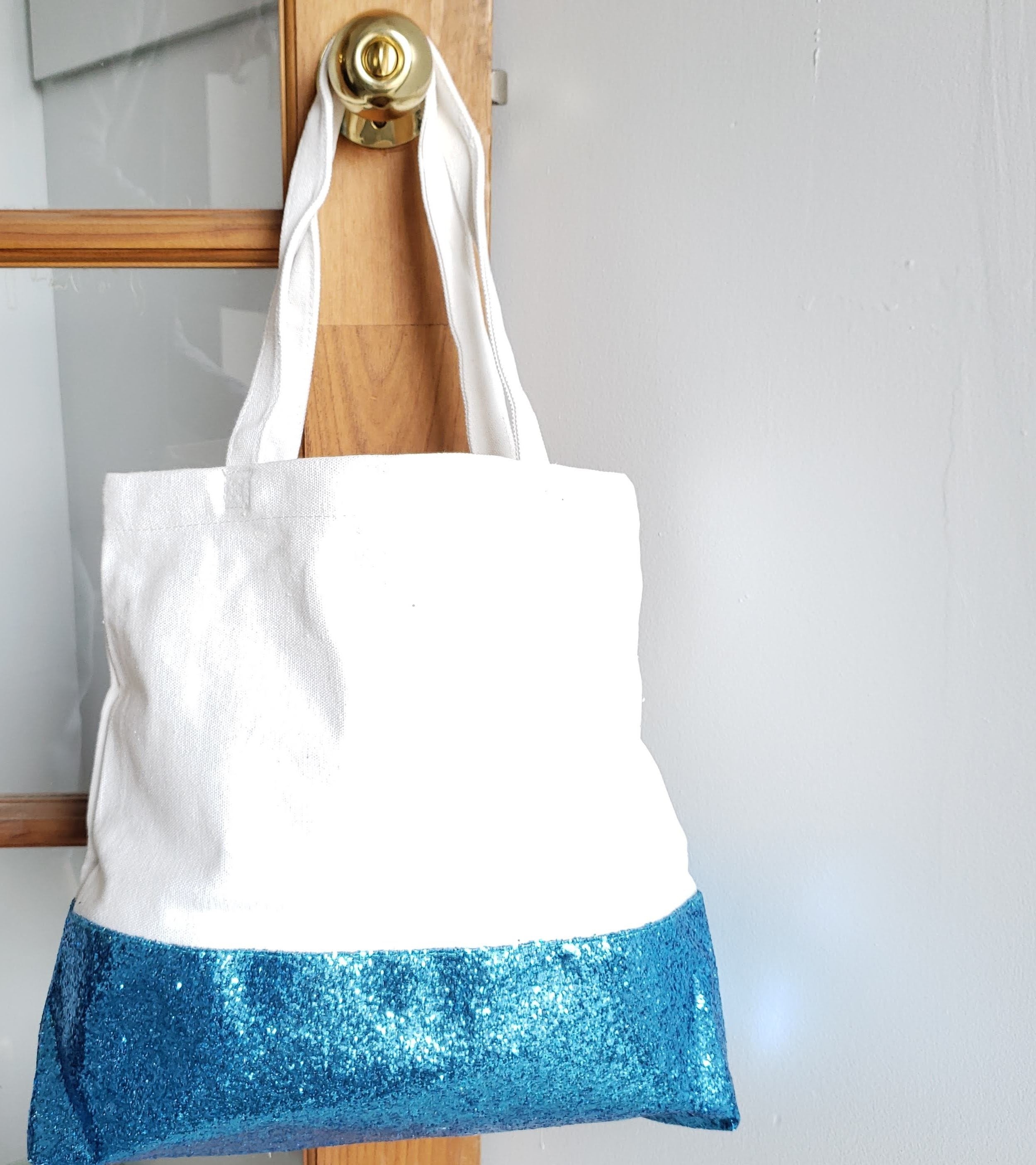 Glitter Bottom Cotton Tote - Deep Blue-Design Blanks