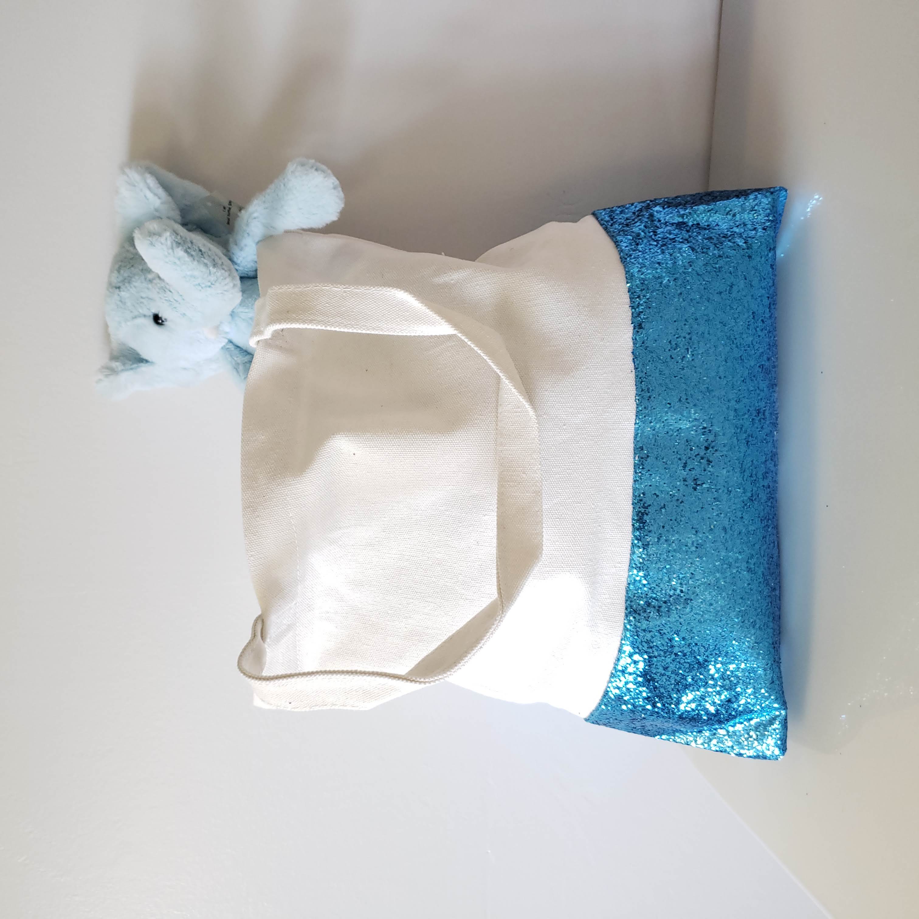 Glitter Bottom Cotton Tote - Deep Blue-Design Blanks