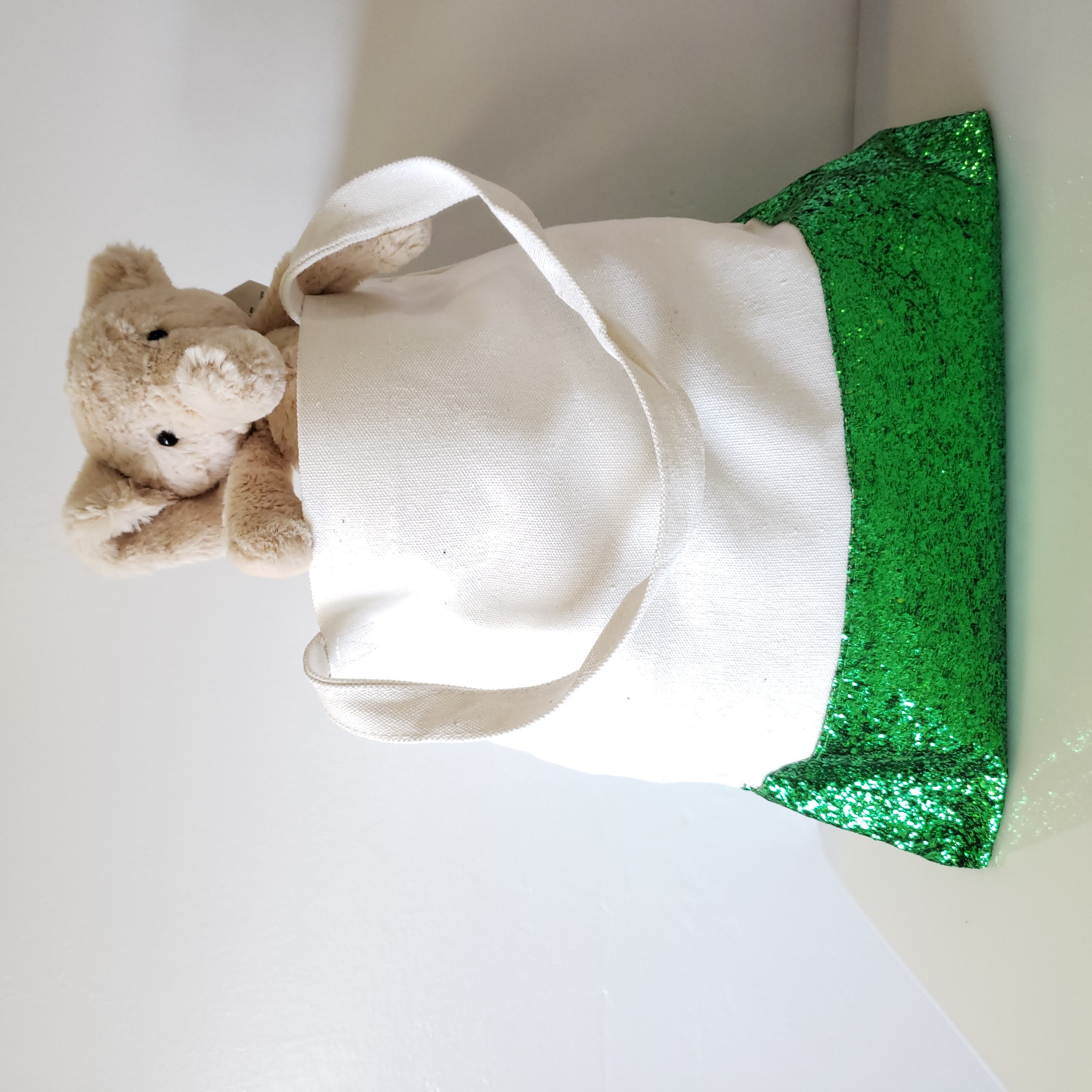 Glitter Bottom Cotton Tote - Green-Design Blanks