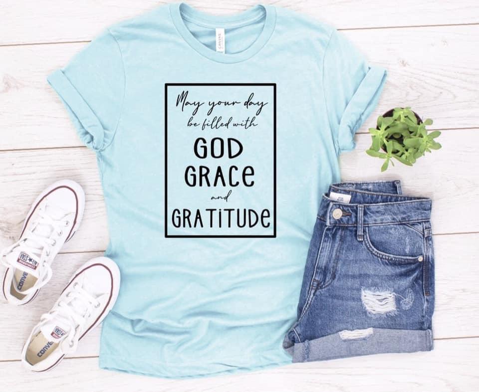 God, Grace, and Gratitude - Screen Print Transfer-Design Blanks
