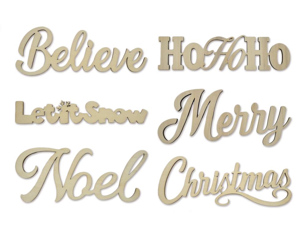 HOLIDAY DIY Laser-Cut MDF Word Set 8cm - 6pcs HOLIDAY WORDS-Design Blanks