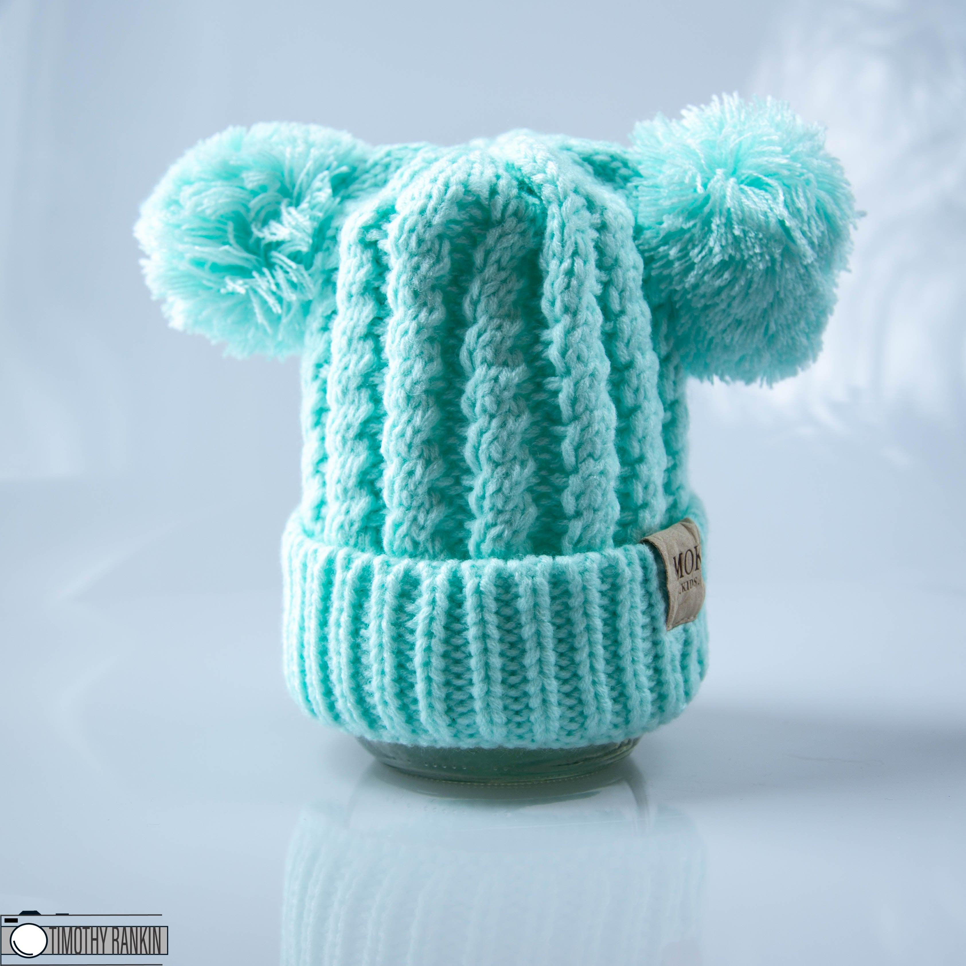 KIDS DOUBLE POM Toque - Mint-Design Blanks