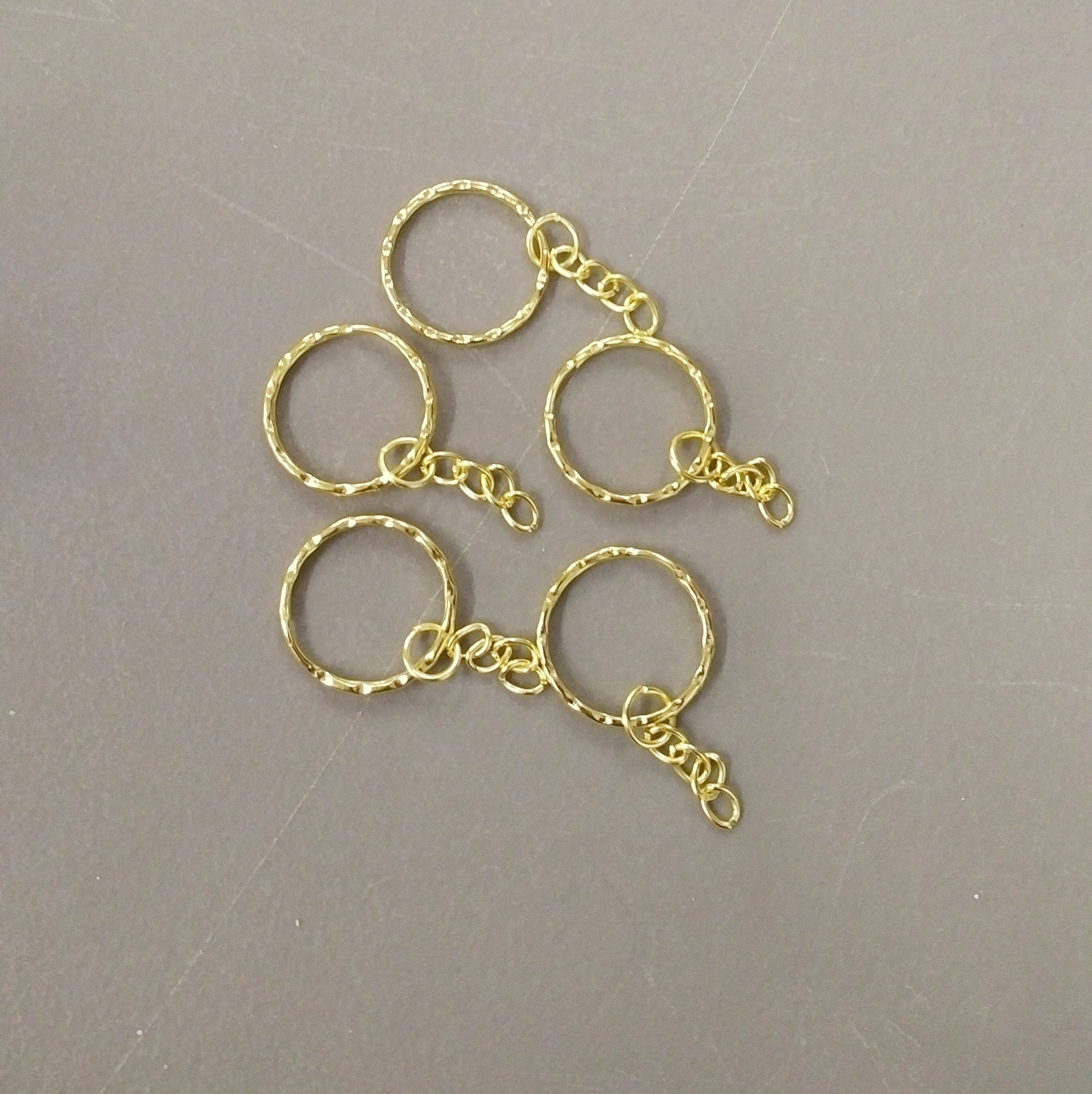 Key Ring & Chain 5pcs - Gold Plated-Design Blanks