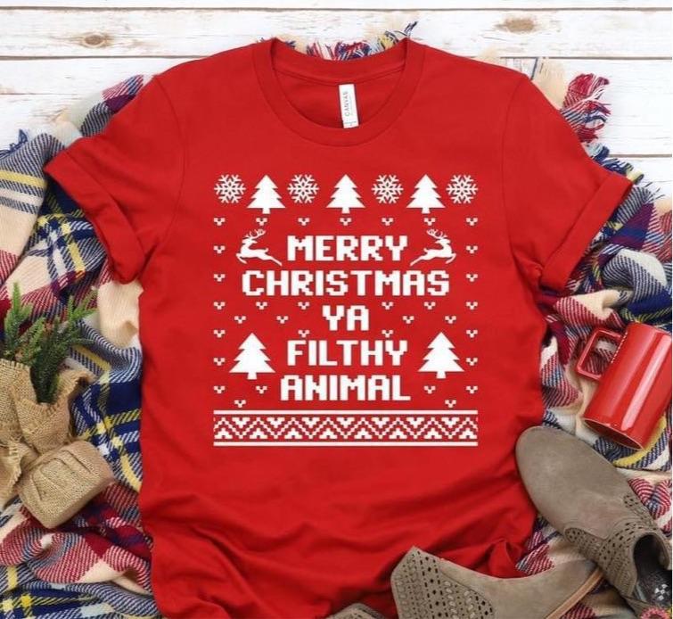 Merry Christmas Ya Filthy Animal - Screen Print Transfer-Design Blanks