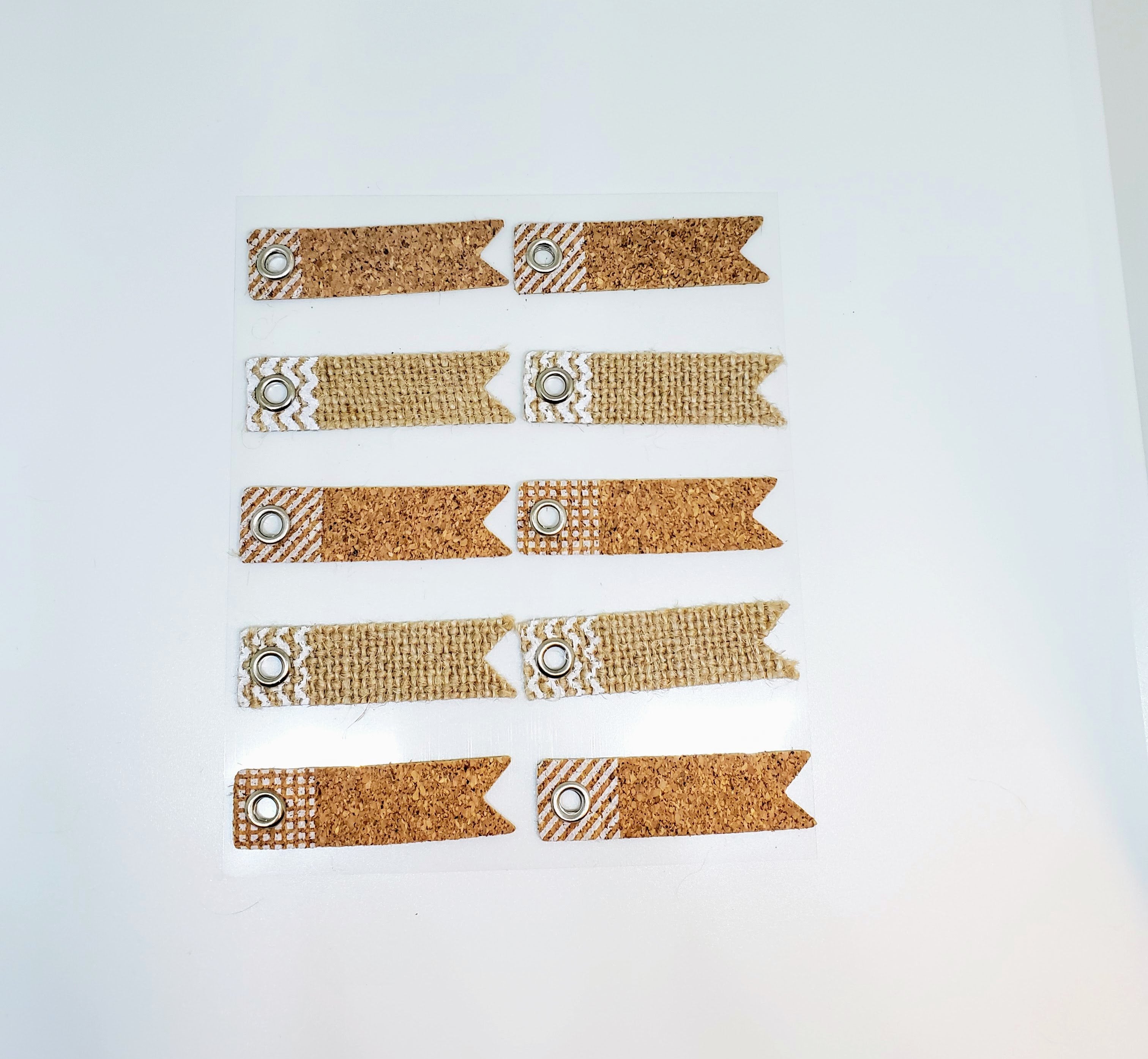 Mini Cork & Burlap Tags - Adhesive - 10pcs per pack-Design Blanks