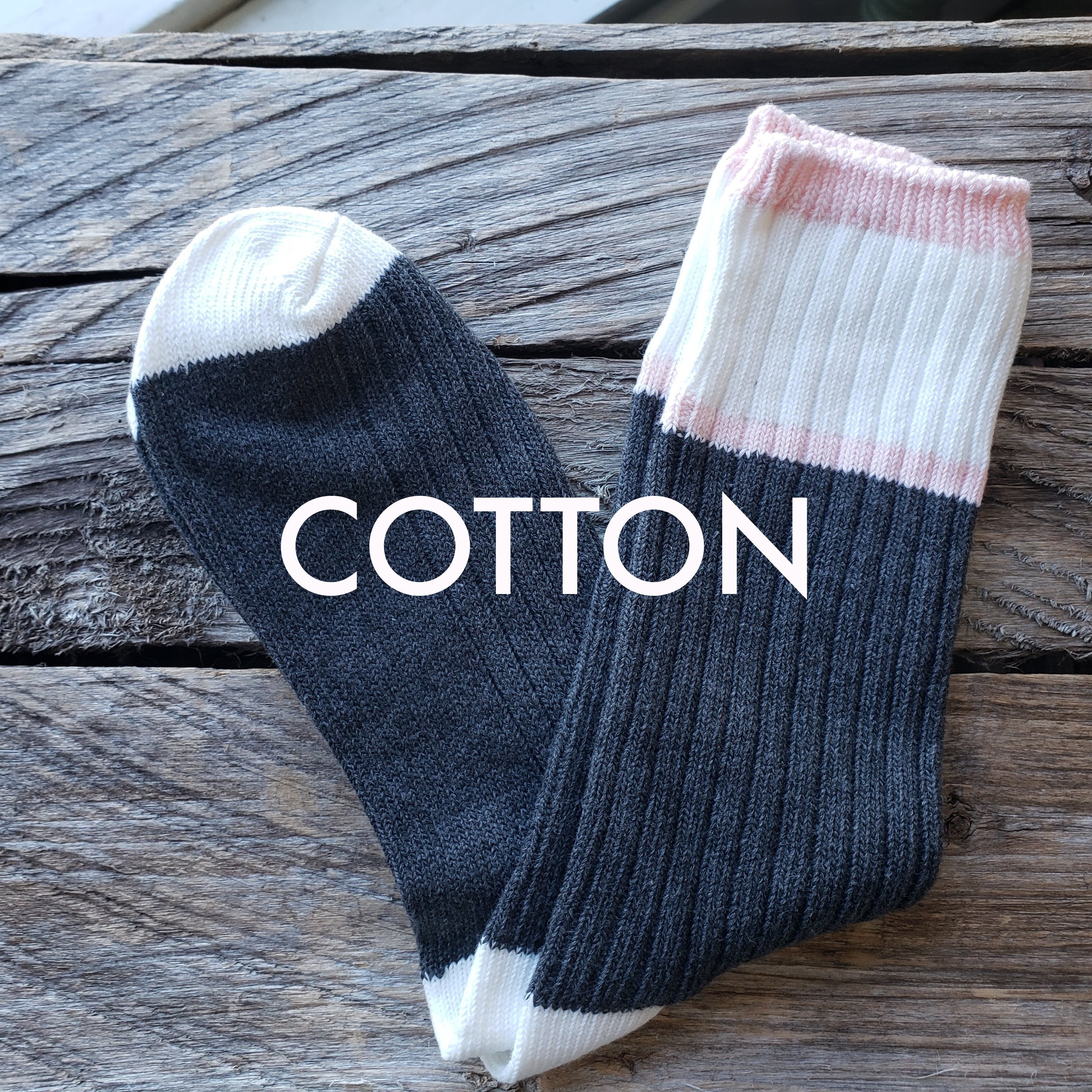 PINK Stripe COTTON Socks - Dark Grey -12 pack-Design Blanks