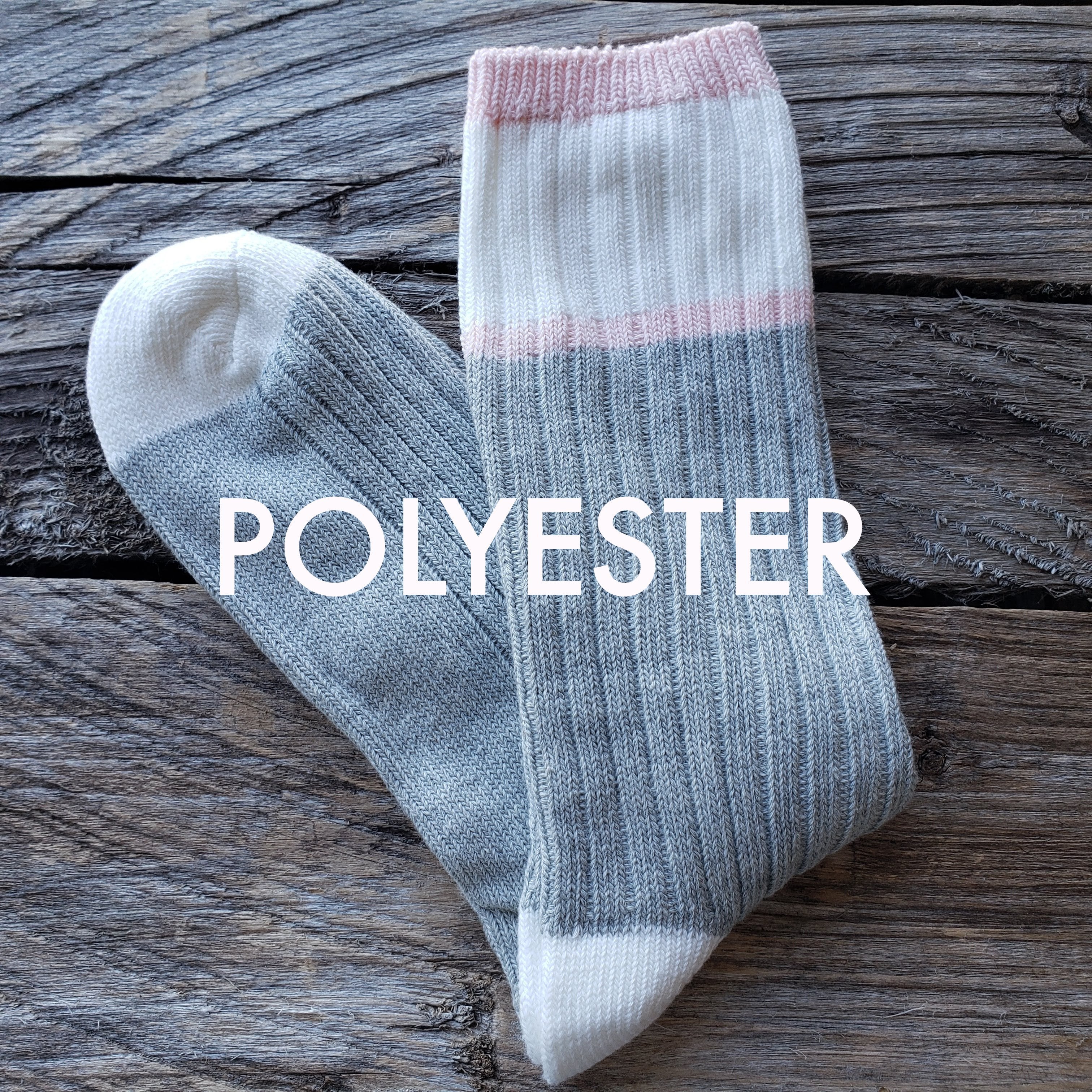 PINK Stripe POLYESTER - Light Grey Cabin Style Socks - 12 pack-Design Blanks
