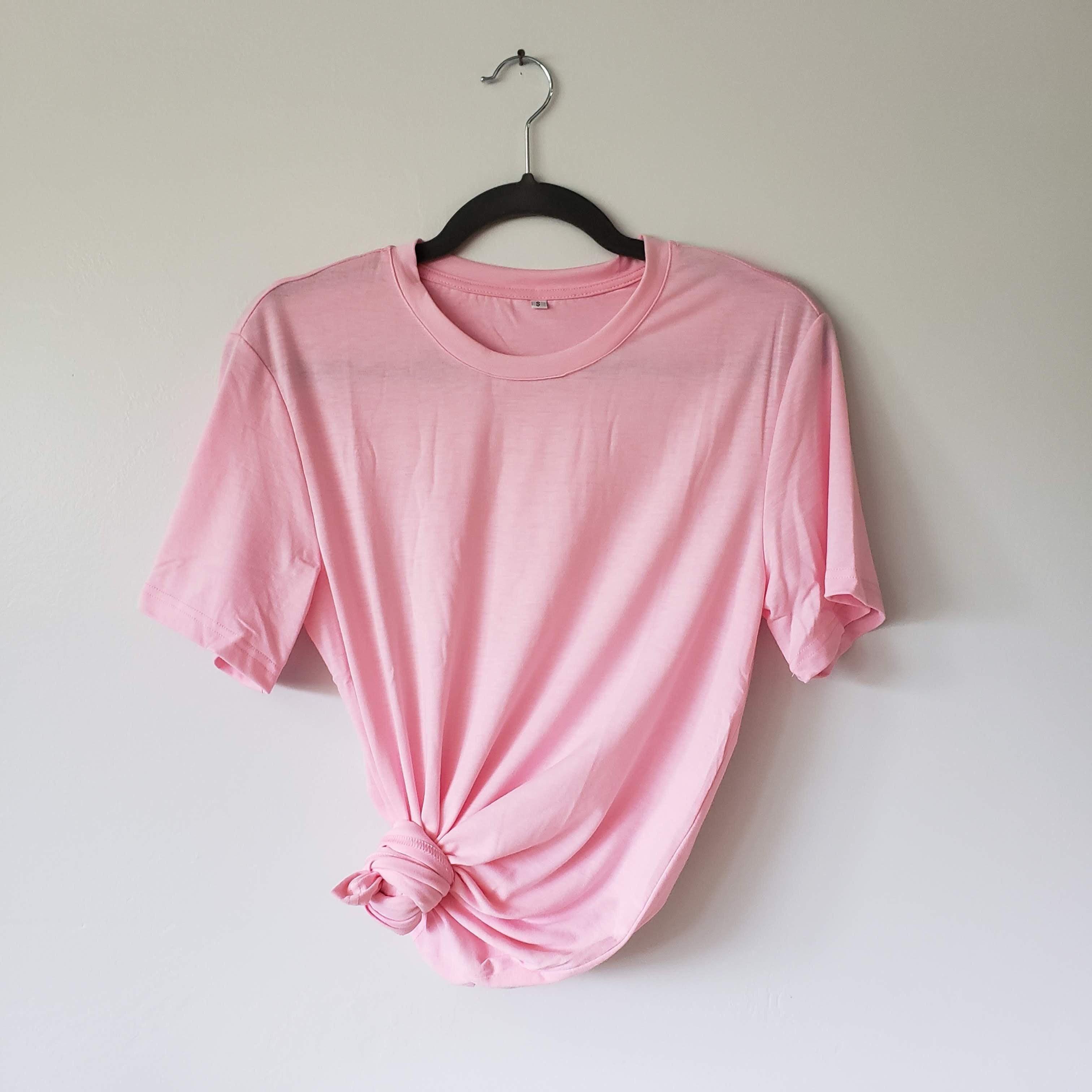 Polyester Short Sleeve Tee Shirt - Pink-Design Blanks