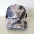 Ponytail Baseball Hat - Tie Dye Criss Cross BLACK GREY WHITE-Design Blanks