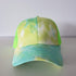 Ponytail Baseball Hat - Tie Dye Criss Cross BLUE MINT YELLOW-Design Blanks