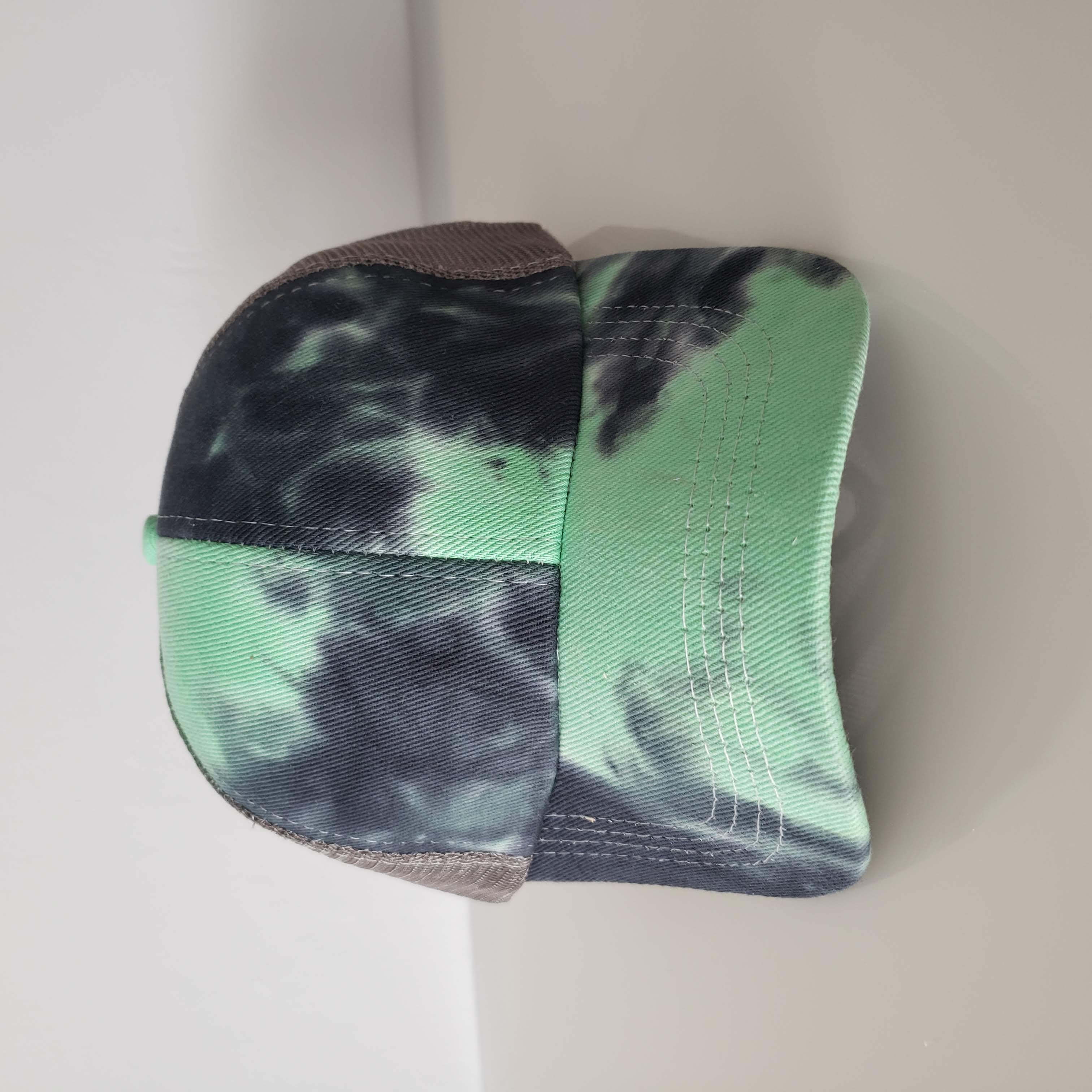 Ponytail Baseball Hat - Tie Dye Criss Cross MINT GREY BLACK-Design Blanks
